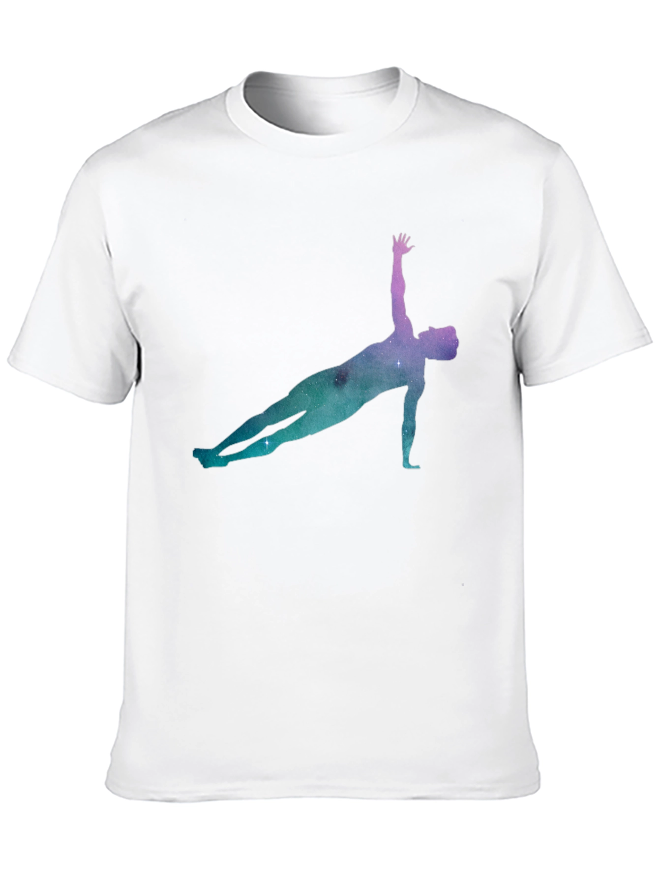 Yoga Pose Galaxy Print Black T-Shirt