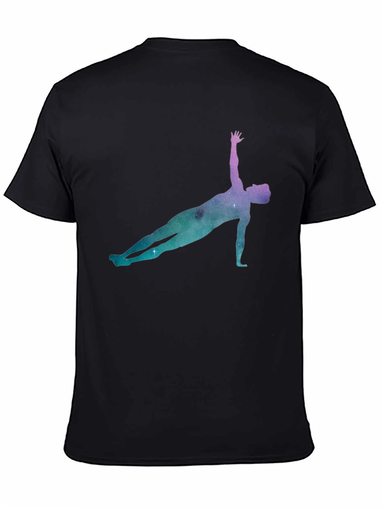 Yoga Pose Galaxy Print Black T-Shirt
