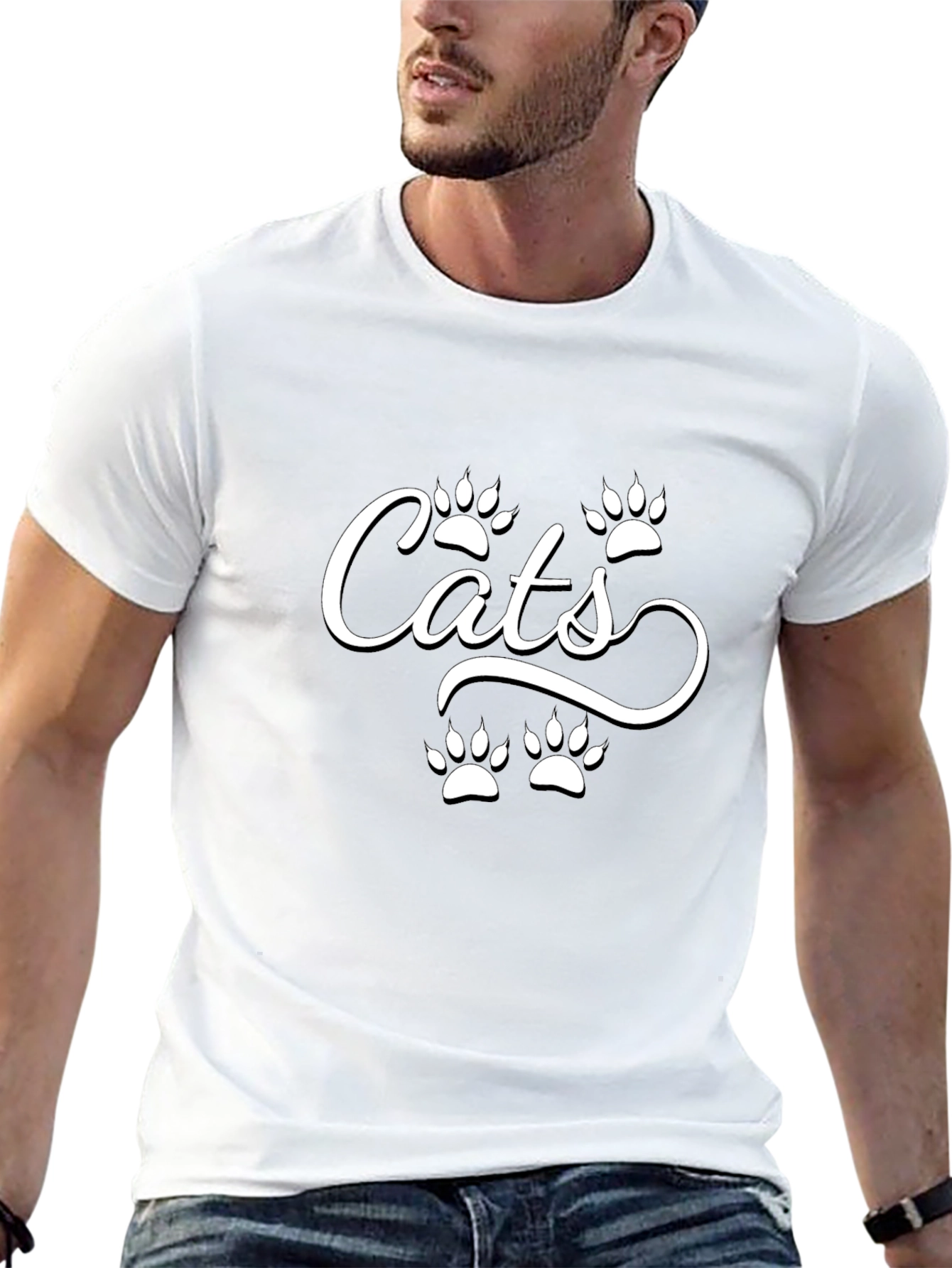 Cats Paw Print T-Shirt - Black