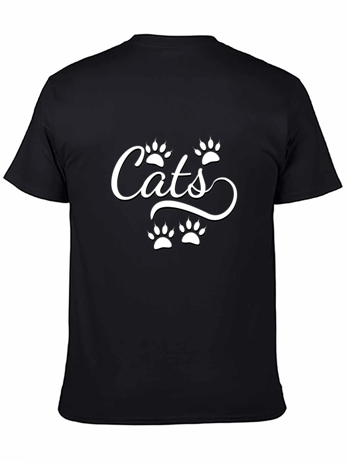 Cats Paw Print T-Shirt - Black