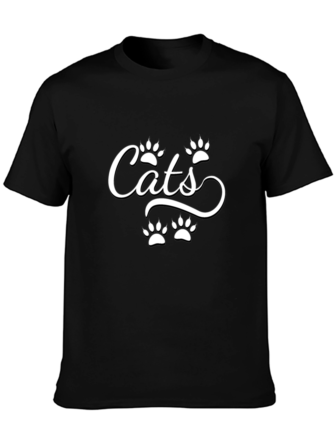 Cats Paw Print T-Shirt - Black