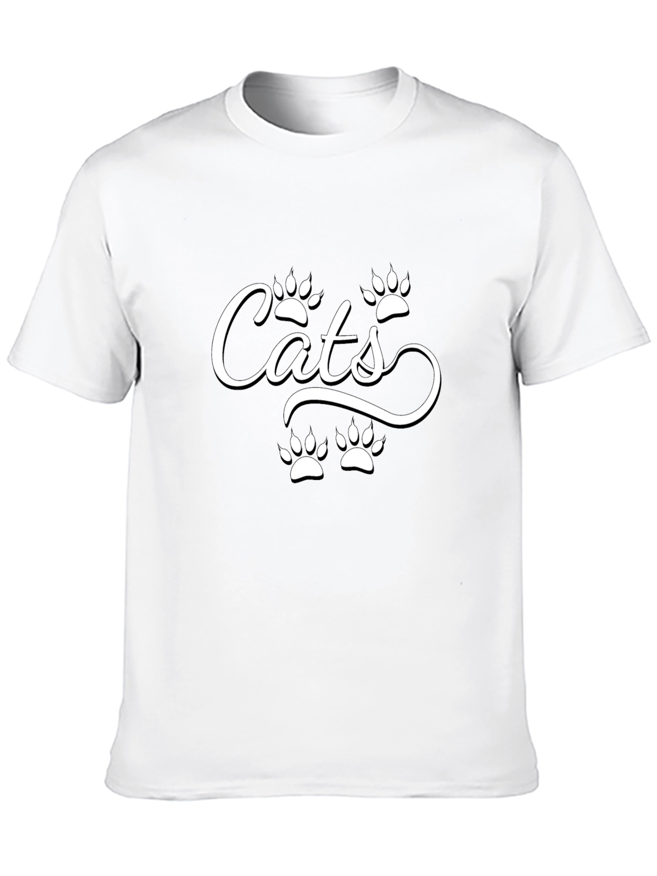 Cats Paw Print T-Shirt - Black