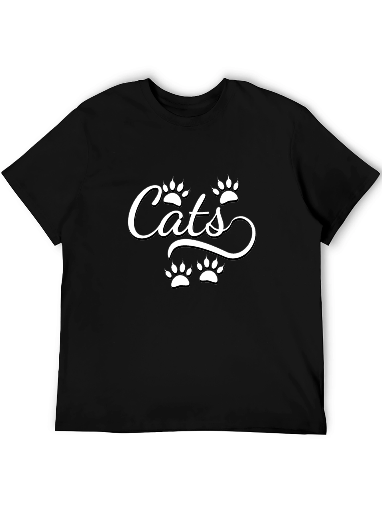 Cats Paw Print T-Shirt - Black