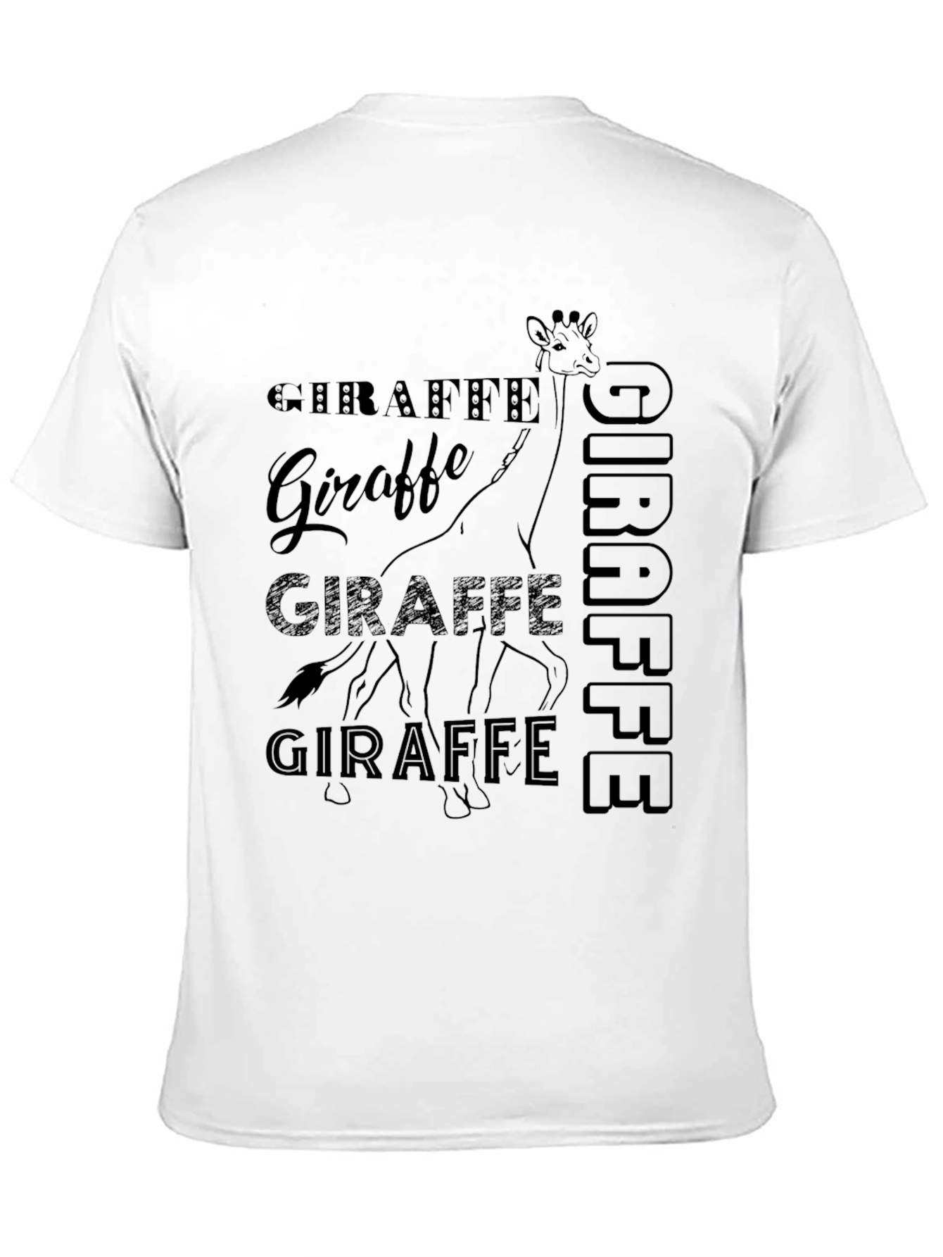 Giraffe Print Black Graphic Tee Shirt