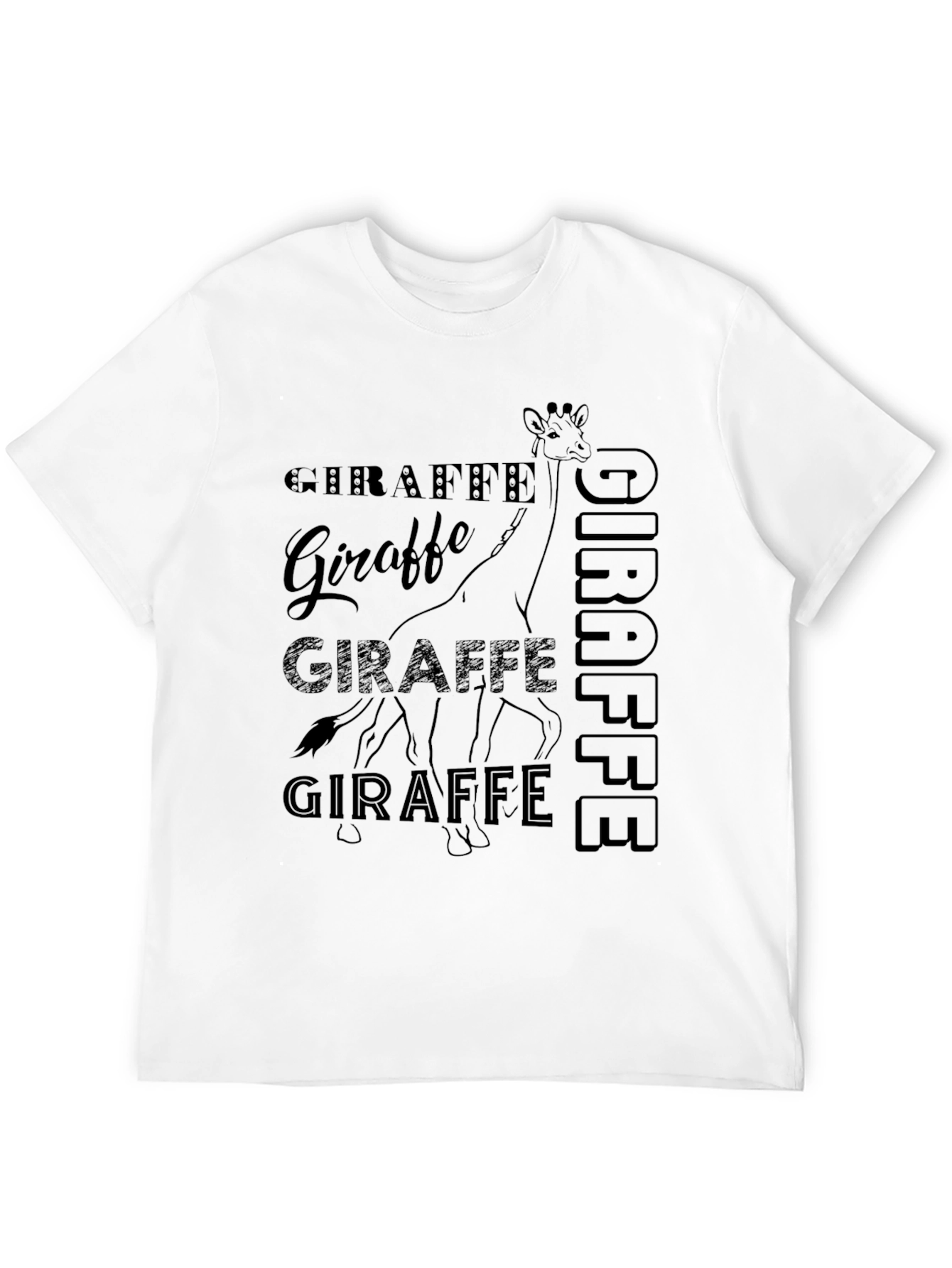Giraffe Print Black Graphic Tee Shirt