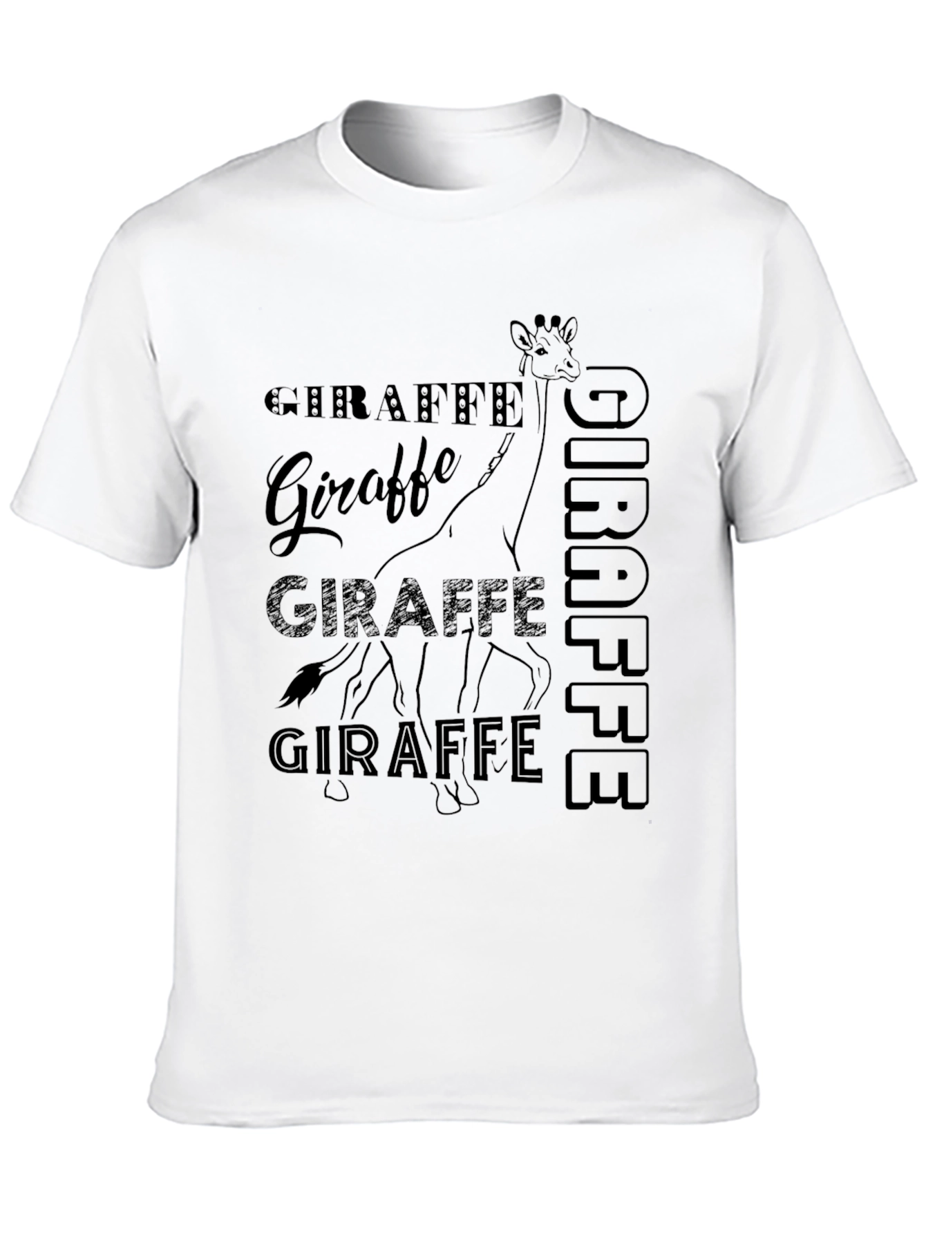 Giraffe Print Black Graphic Tee Shirt