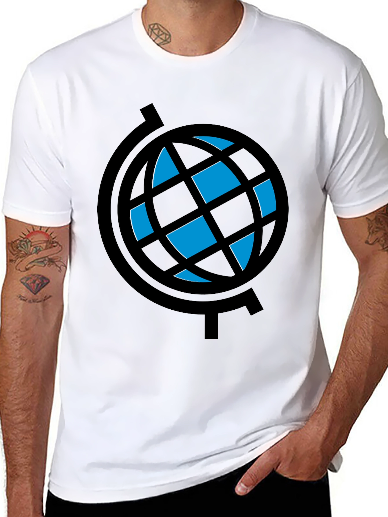 Globe Graphic T-Shirt - Black Crew Neck Tee