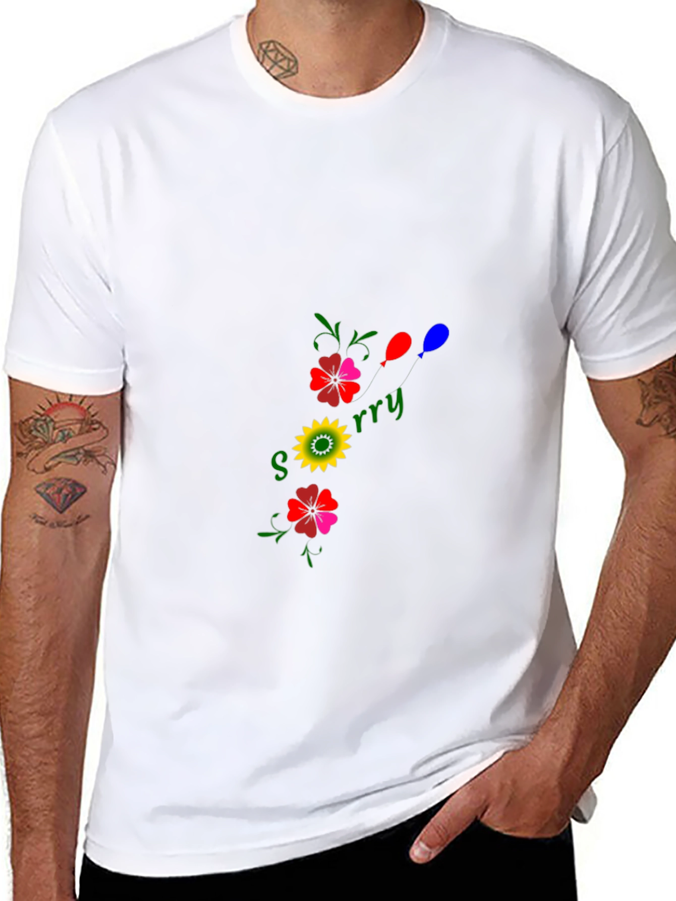 Sorry Floral Graphic Black T-Shirt