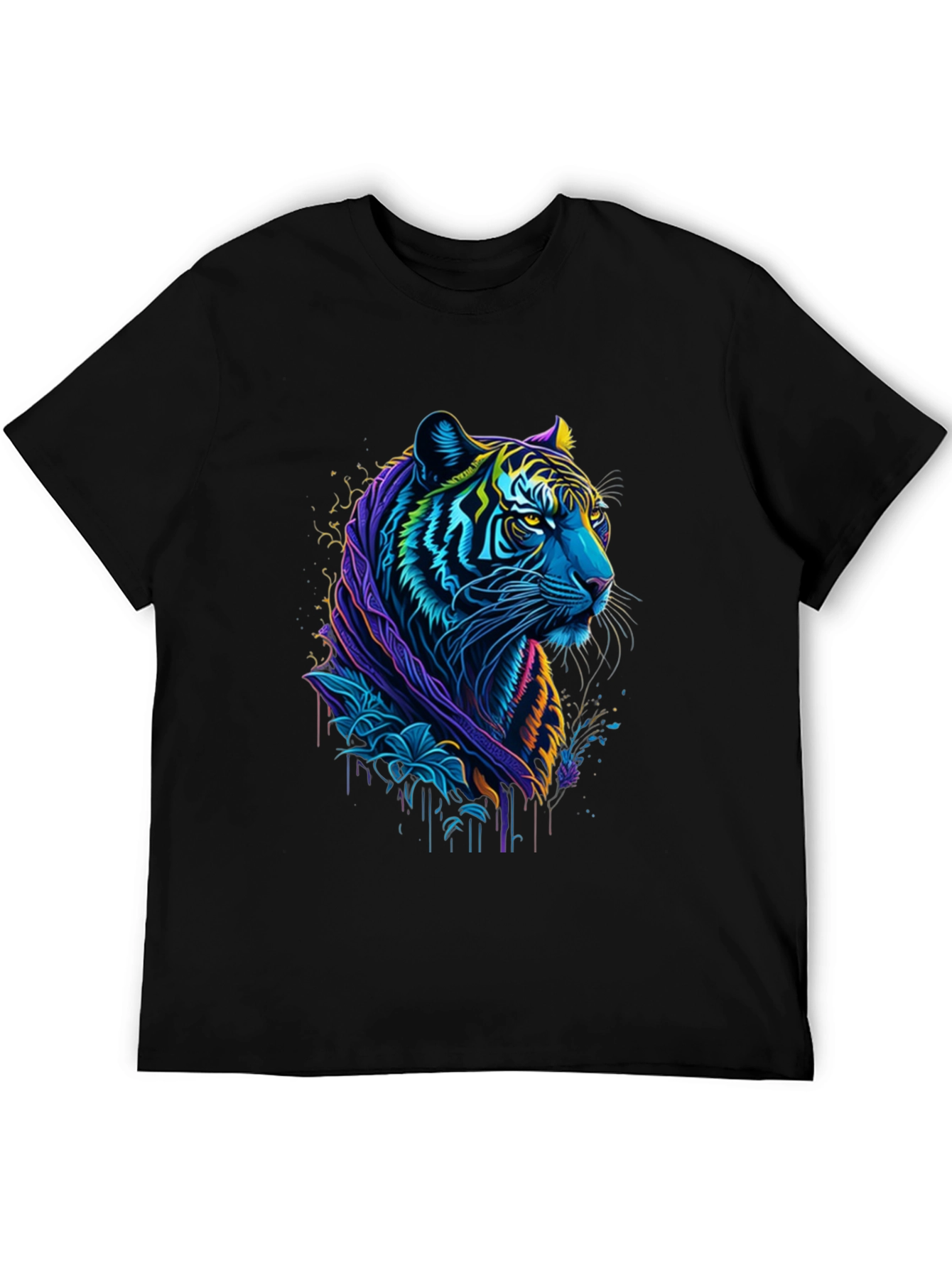 Neon Tiger Graphic Tee - Mens Black T-Shirt