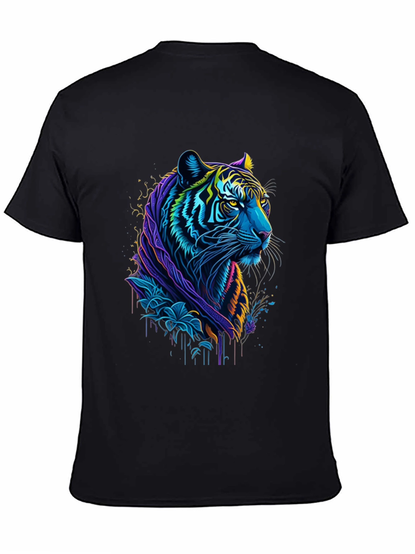 Neon Tiger Graphic Tee - Mens Black T-Shirt