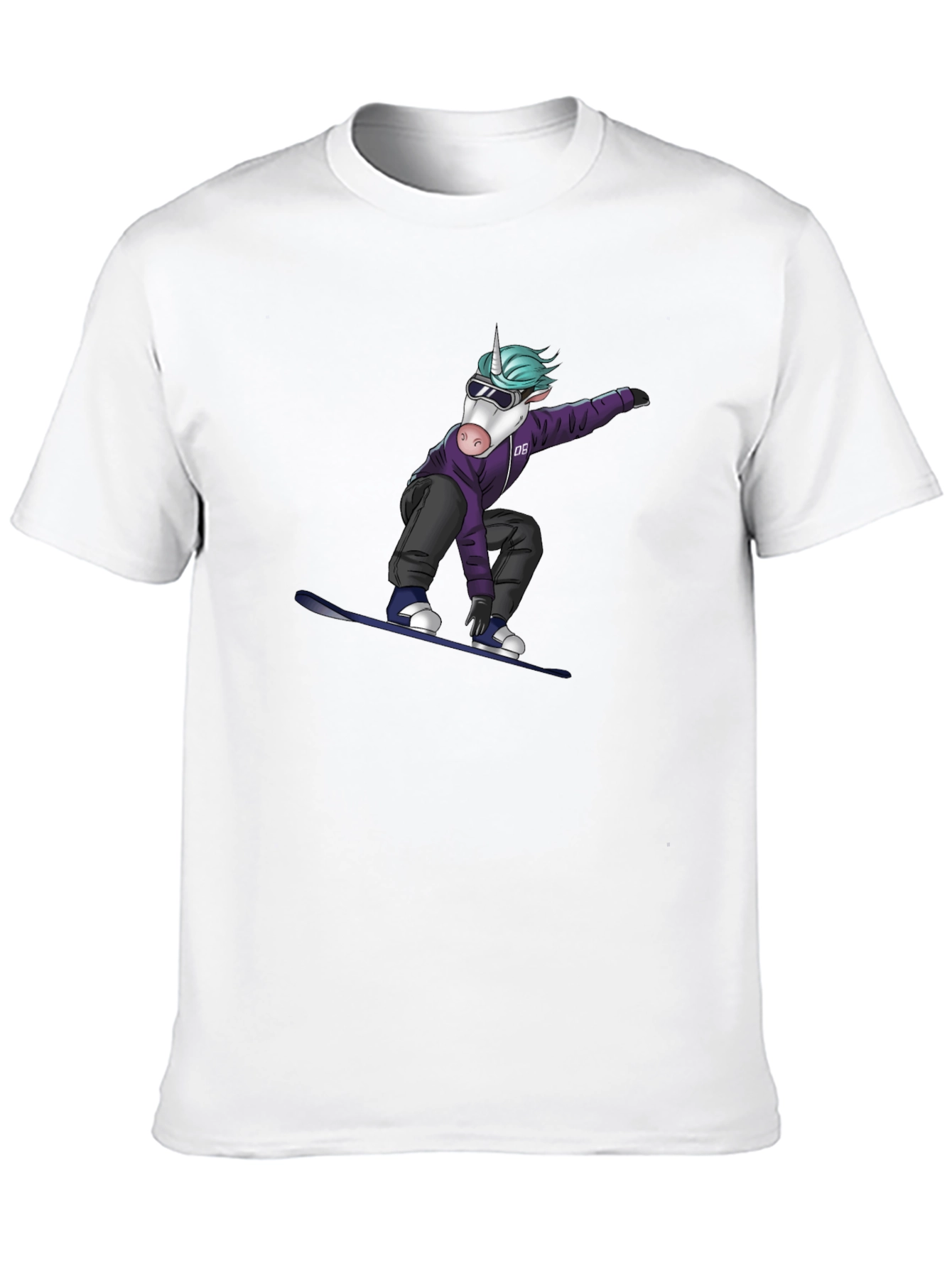 Unicorn Snowboarder Graphic Tee - Black
