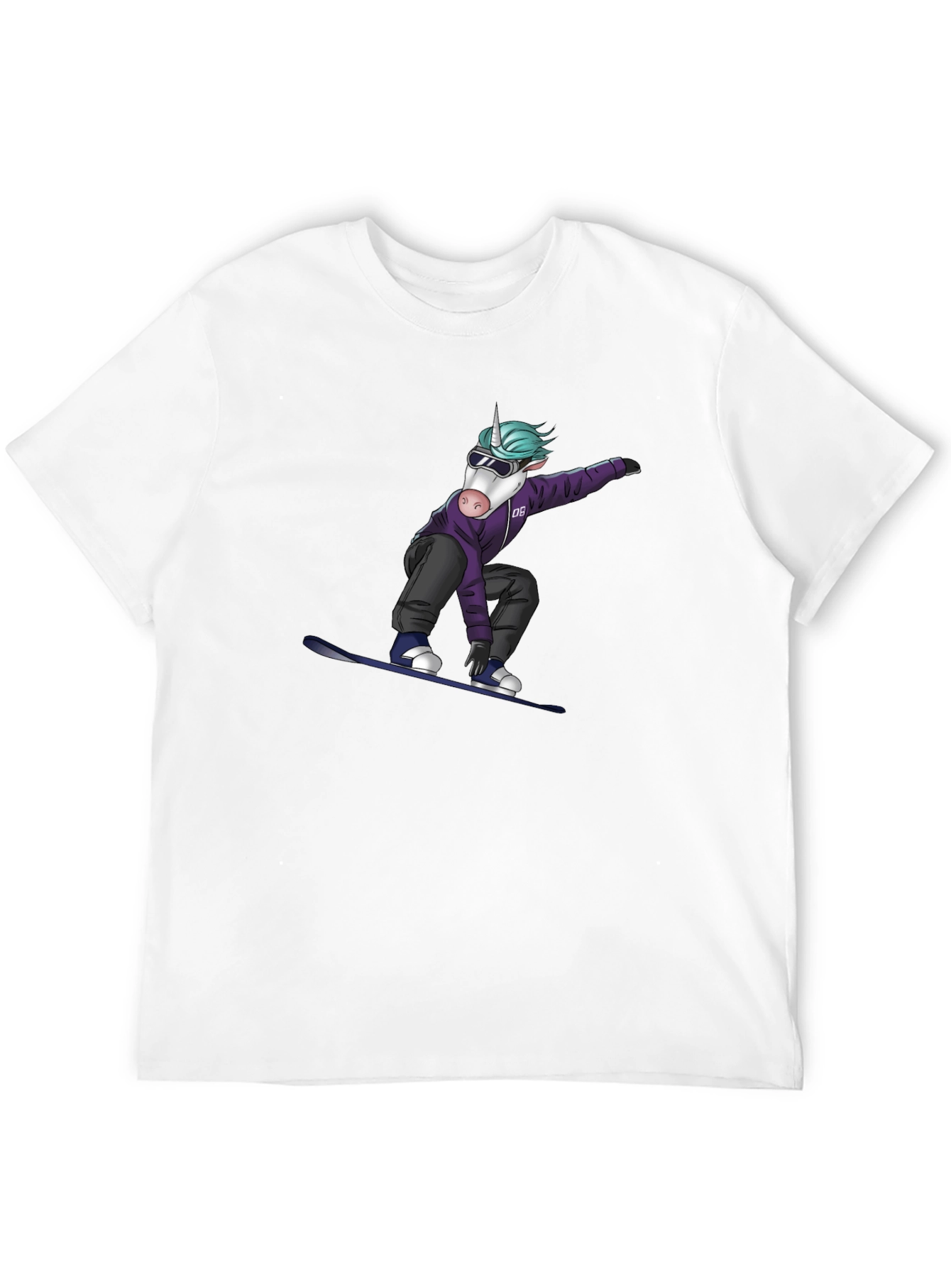 Unicorn Snowboarder Graphic Tee - Black