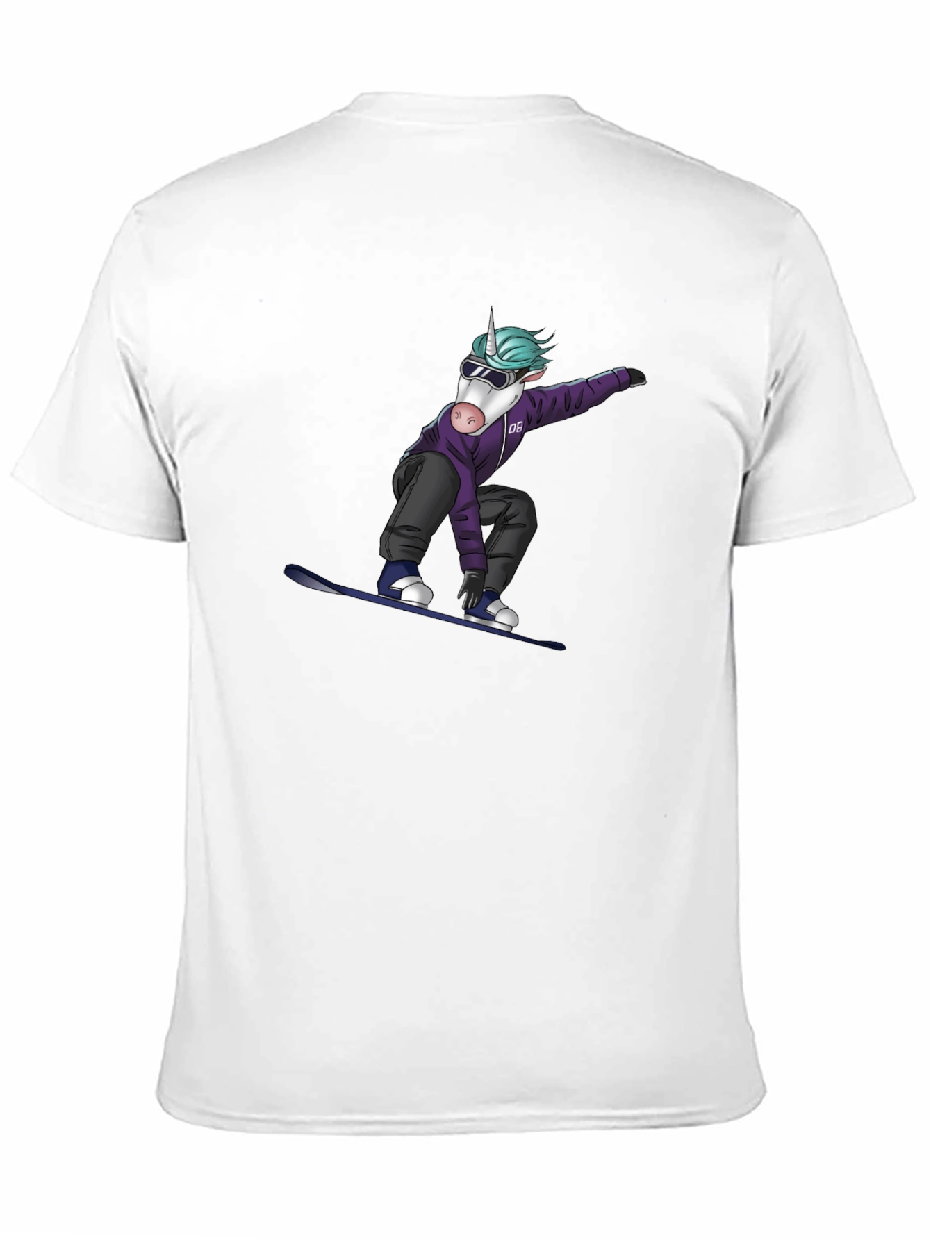 Unicorn Snowboarder Graphic Tee - Black