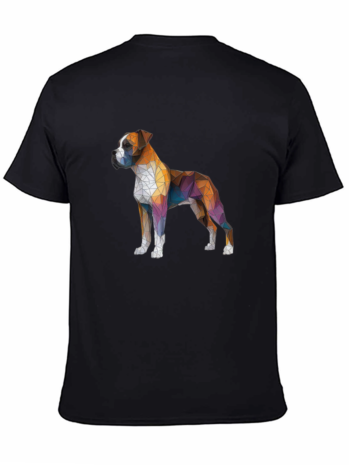 Geometric Boxer Dog Graphic Tee - Mens Black T-Shirt