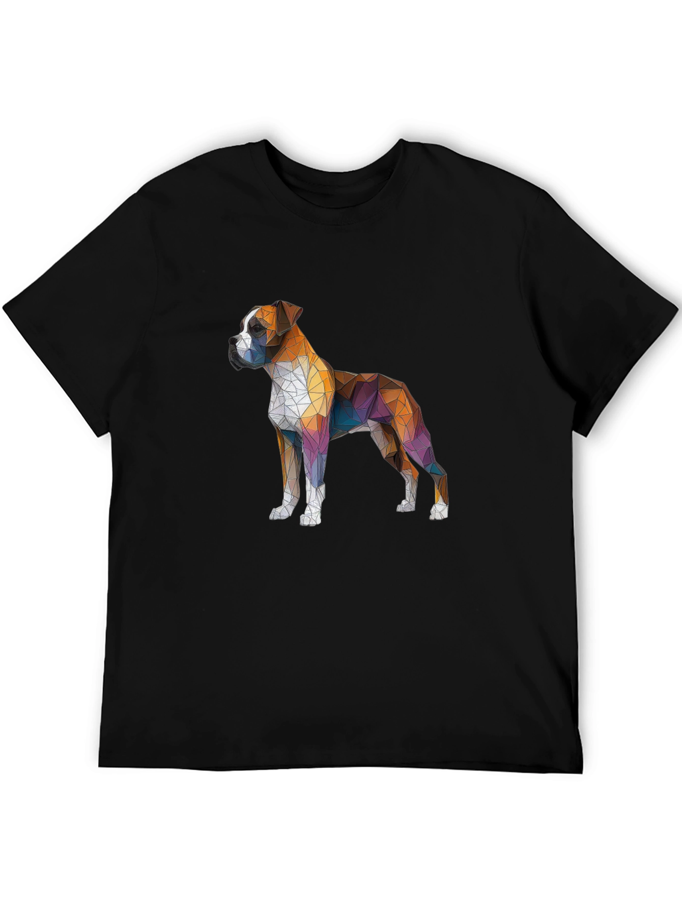 Geometric Boxer Dog Graphic Tee - Mens Black T-Shirt