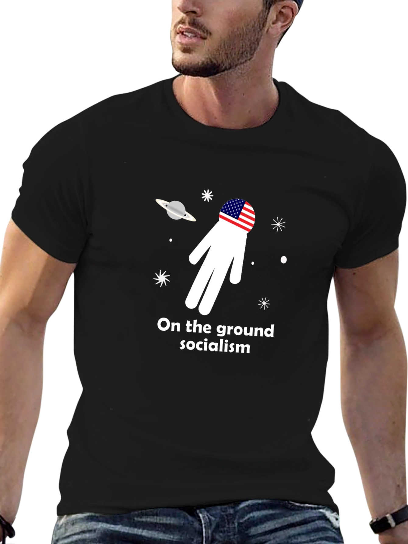 Space Exploration Anti-Socialism Graphic T-Shirt