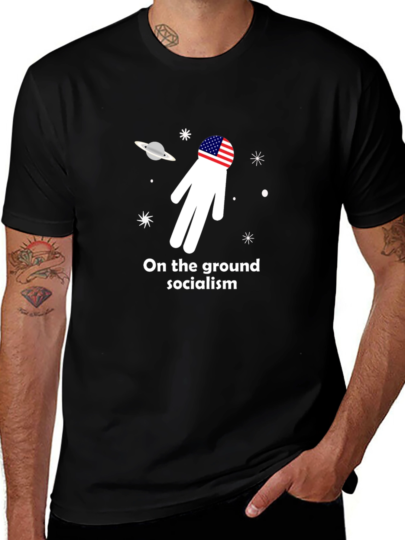 Space Exploration Anti-Socialism Graphic T-Shirt