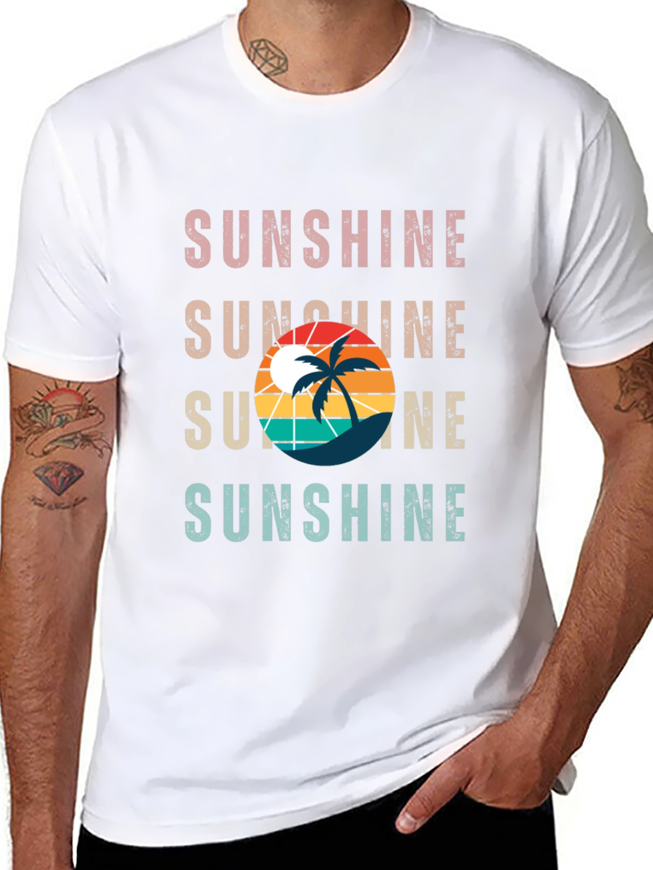 Sunshine Palm Graphic Tee - Retro Summer Vibes