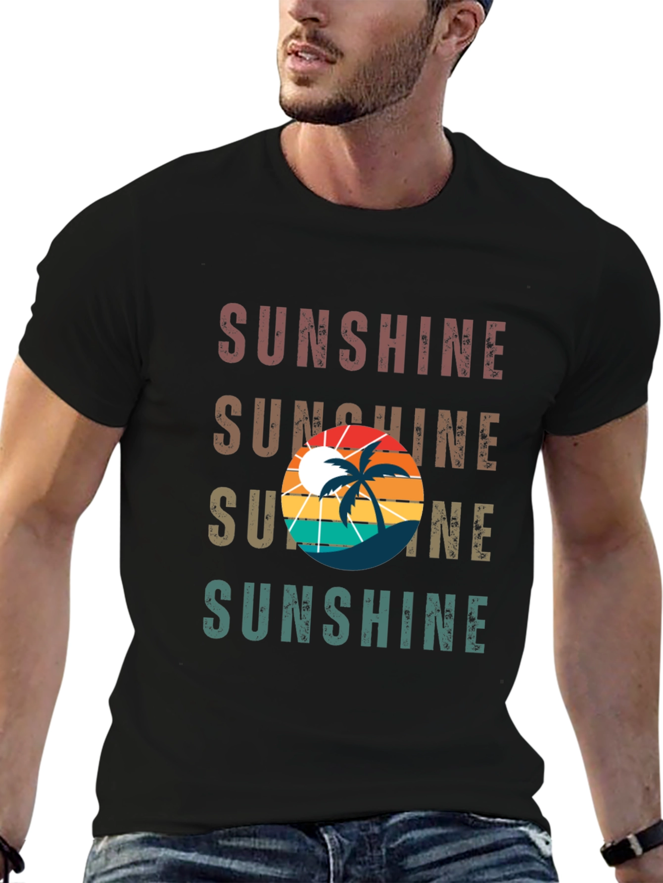 Sunshine Palm Graphic Tee - Retro Summer Vibes
