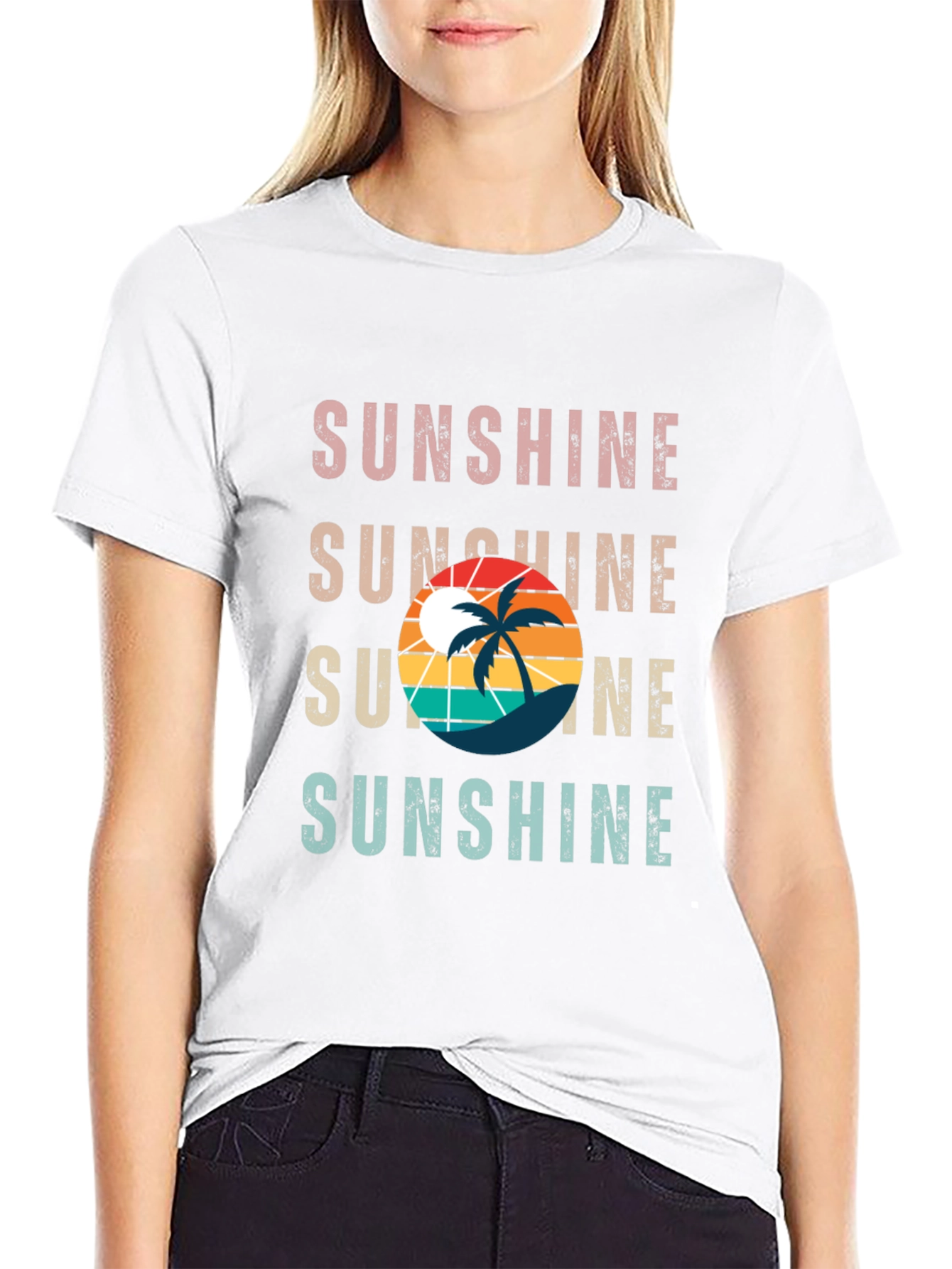 Sunshine Palm Graphic Tee - Retro Summer Vibes