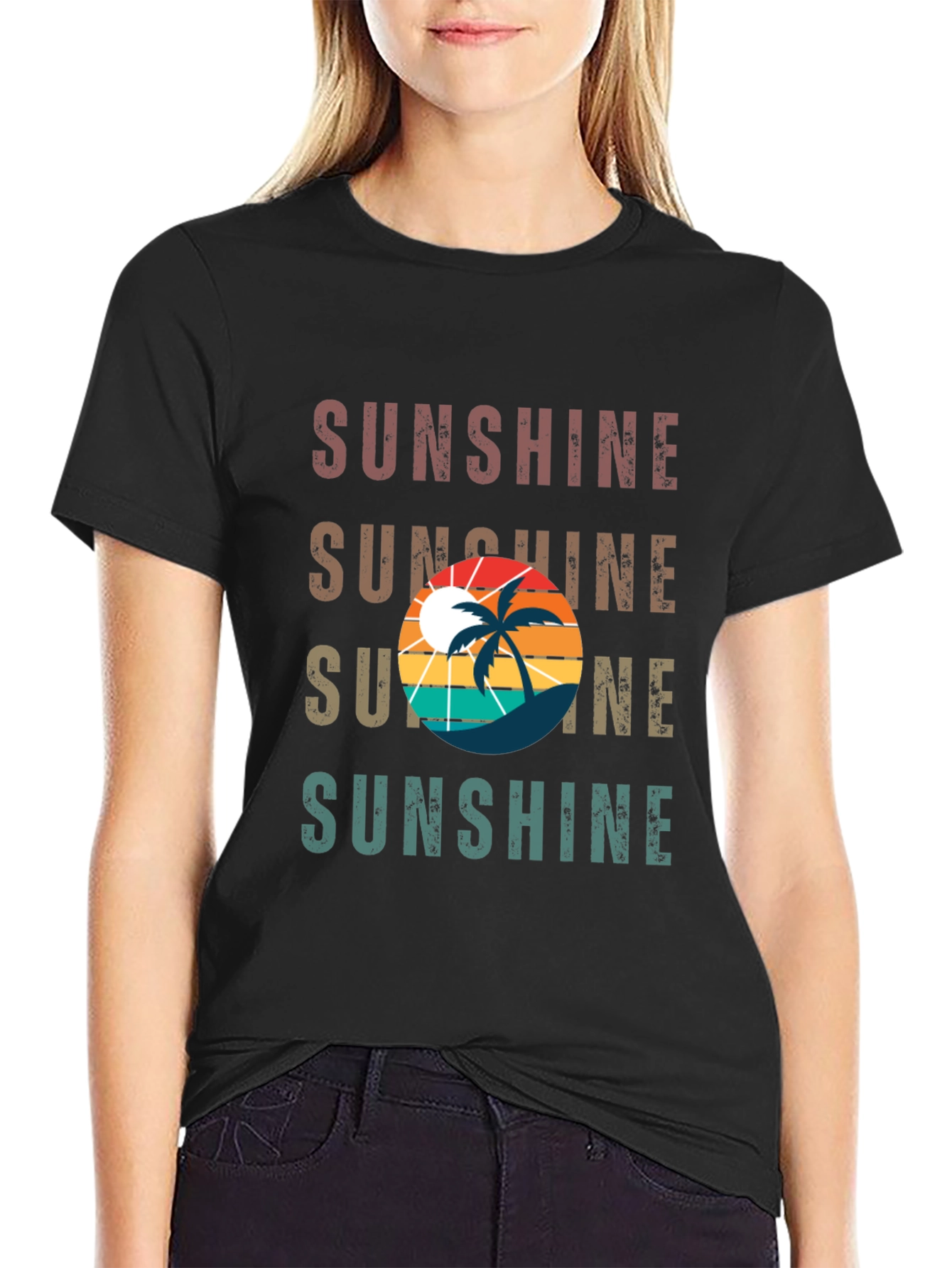 Sunshine Palm Graphic Tee - Retro Summer Vibes
