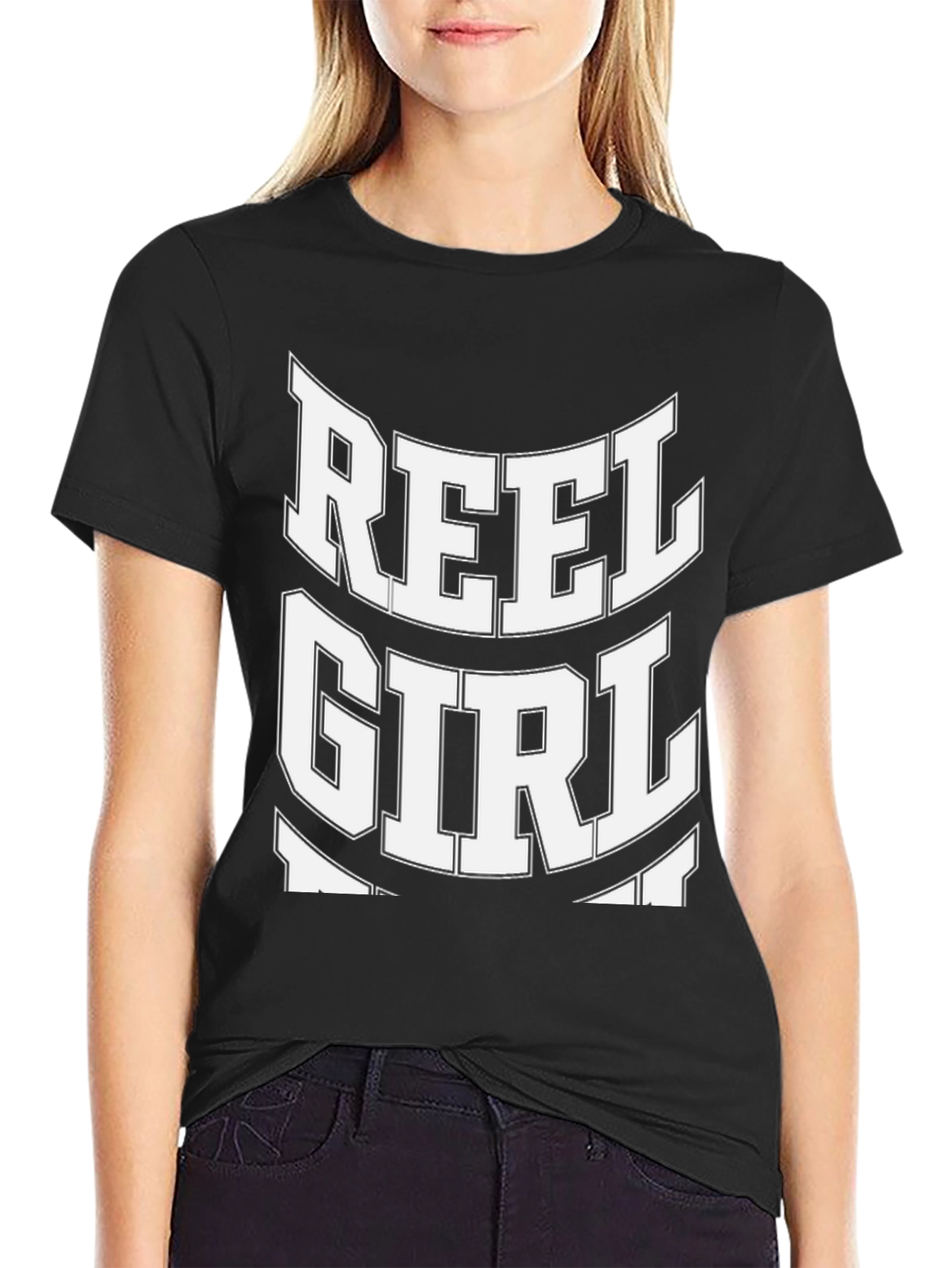 Reel Girl T-Shirt - Black Cotton Graphic Tee