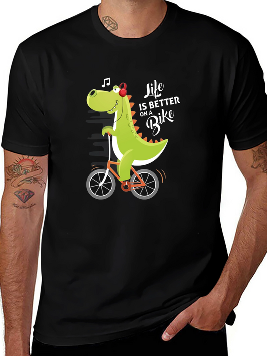 Dino Bike Ride Graphic Tee - Life Is Better On A Bike