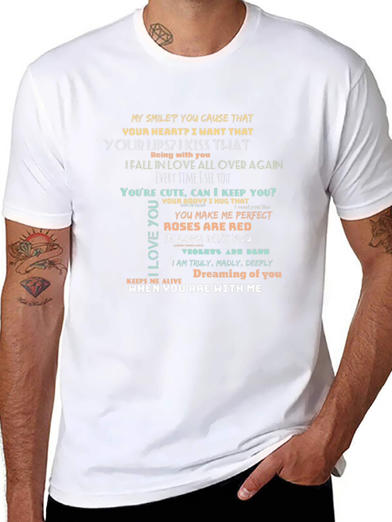 Romantic Verse Graphic T-Shirt: Love Quotes Design