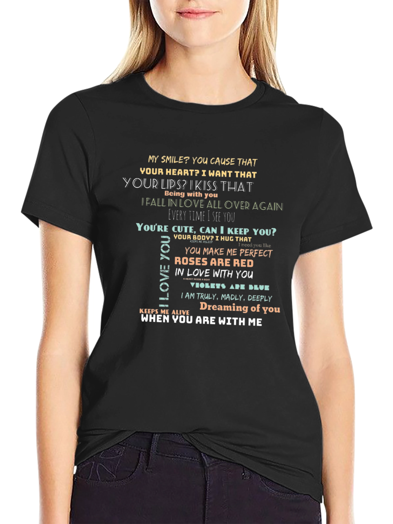 Romantic Verse Graphic T-Shirt: Love Quotes Design