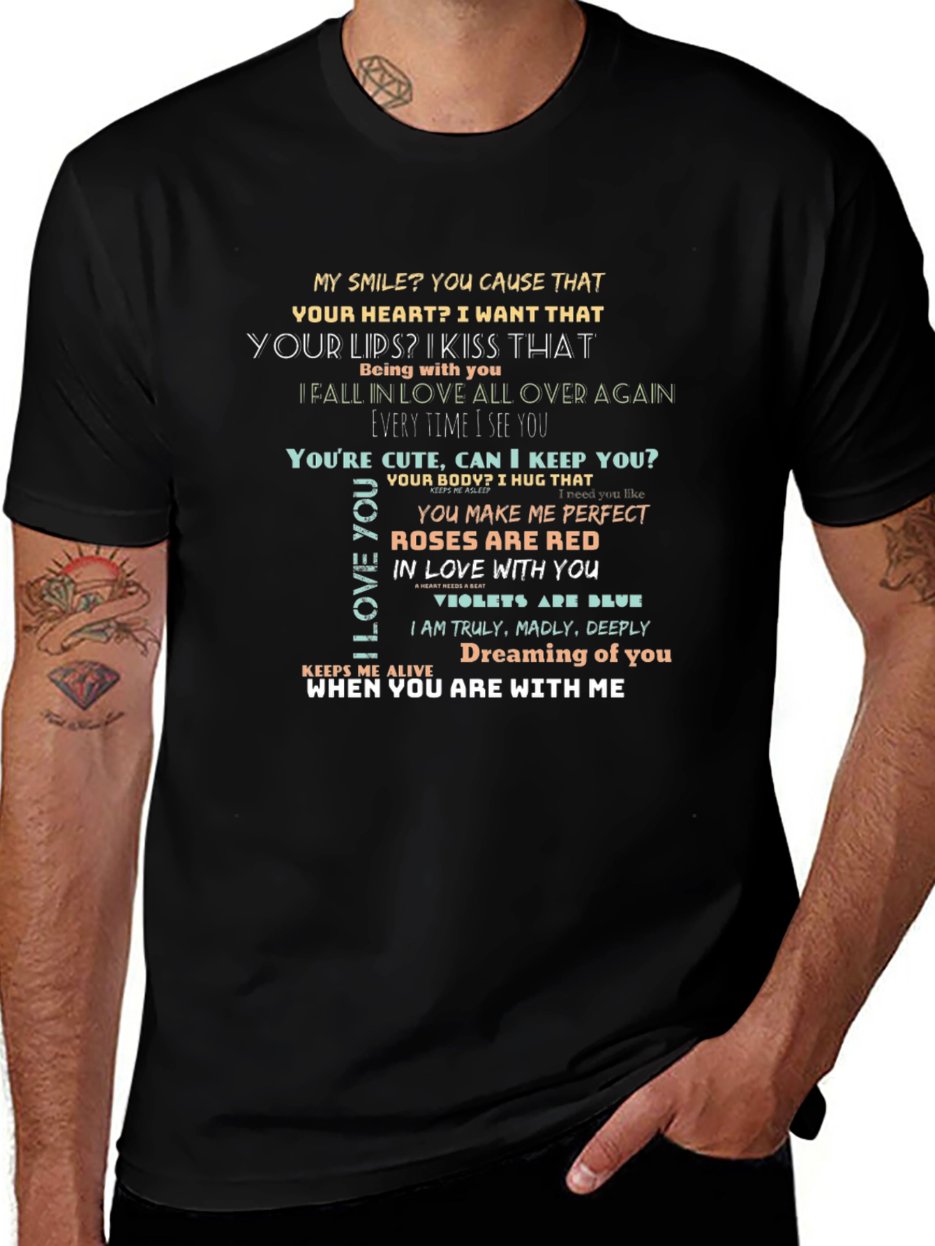 Romantic Verse Graphic T-Shirt: Love Quotes Design