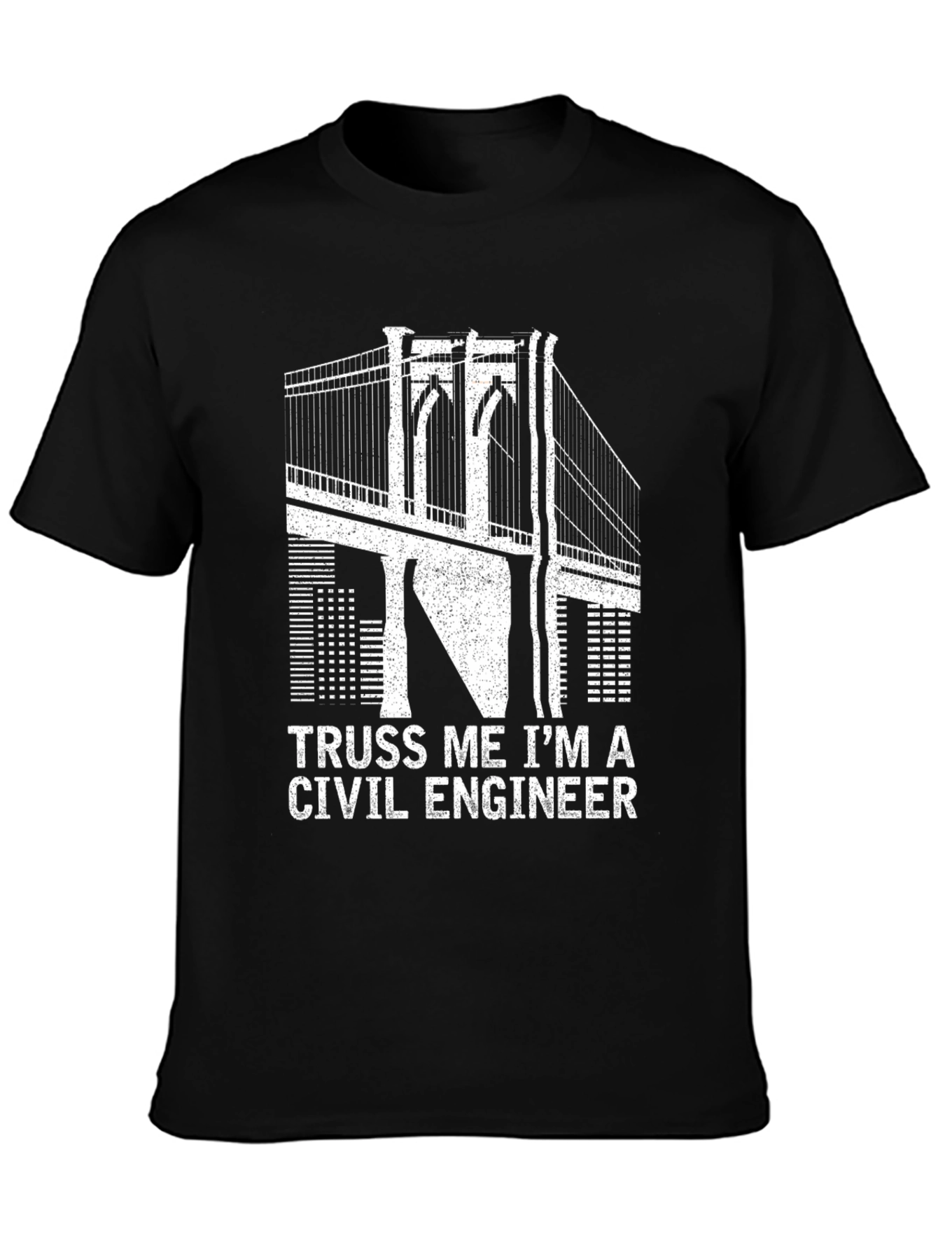 Civil Engineer Truss Bridge Black Graphic T-Shirt