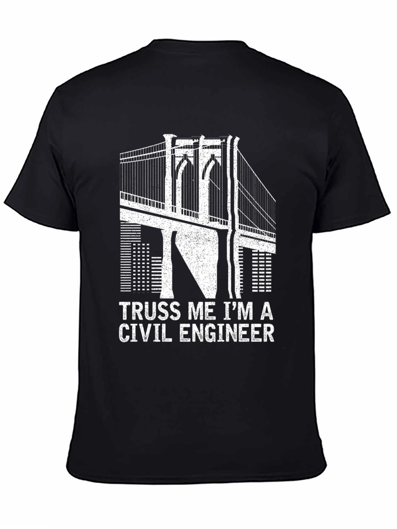 Civil Engineer Truss Bridge Black Graphic T-Shirt