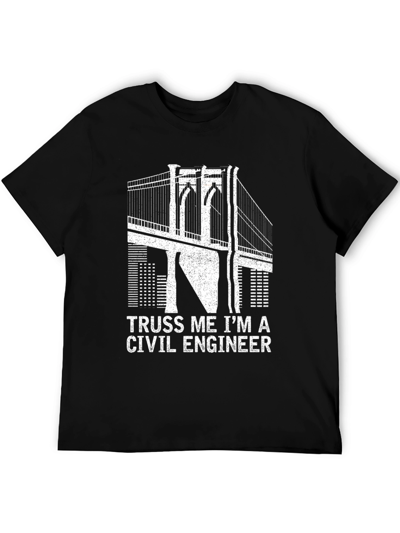 Civil Engineer Truss Bridge Black Graphic T-Shirt
