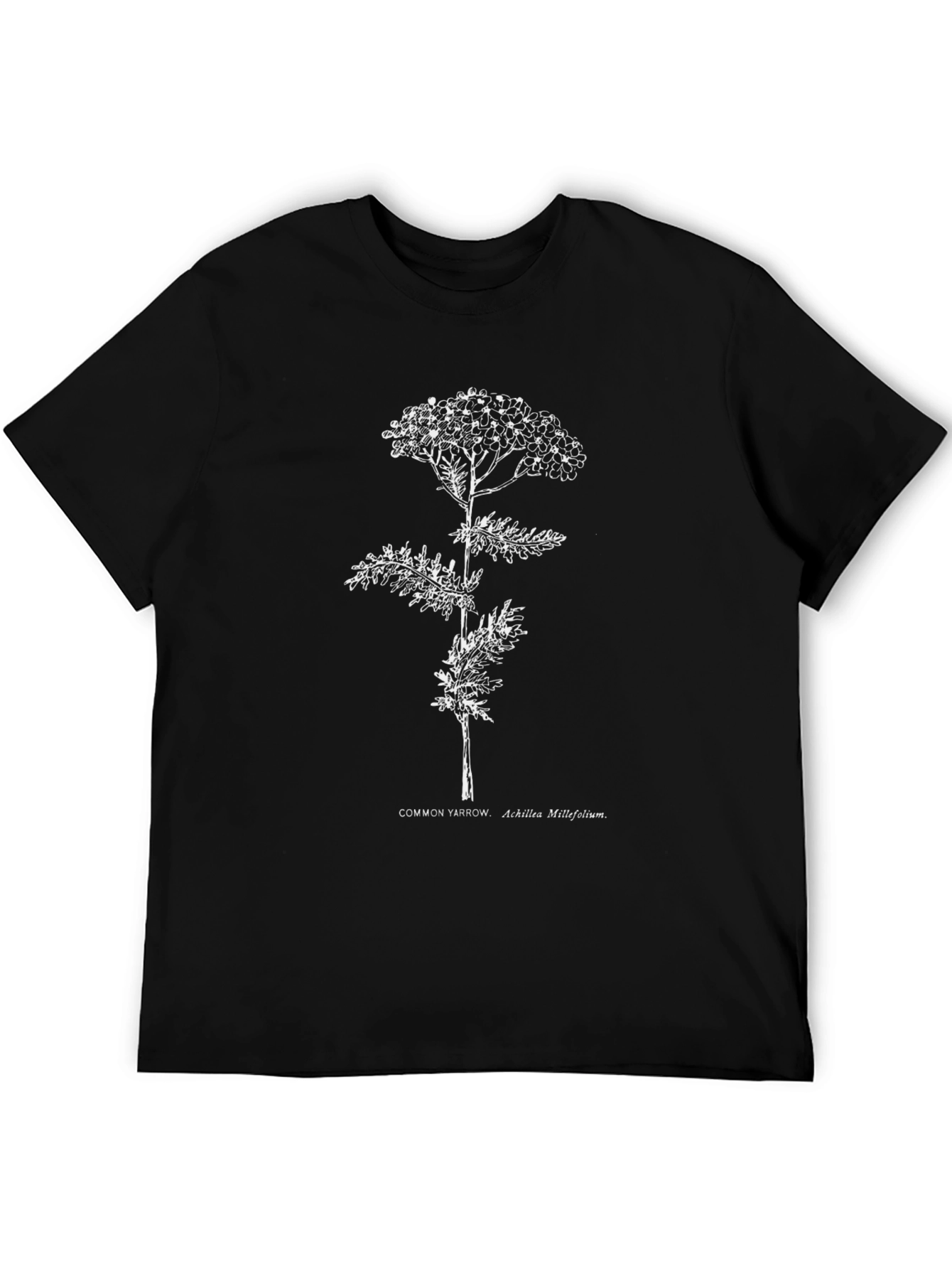 Botanical Yarrow Graphic Black T-Shirt