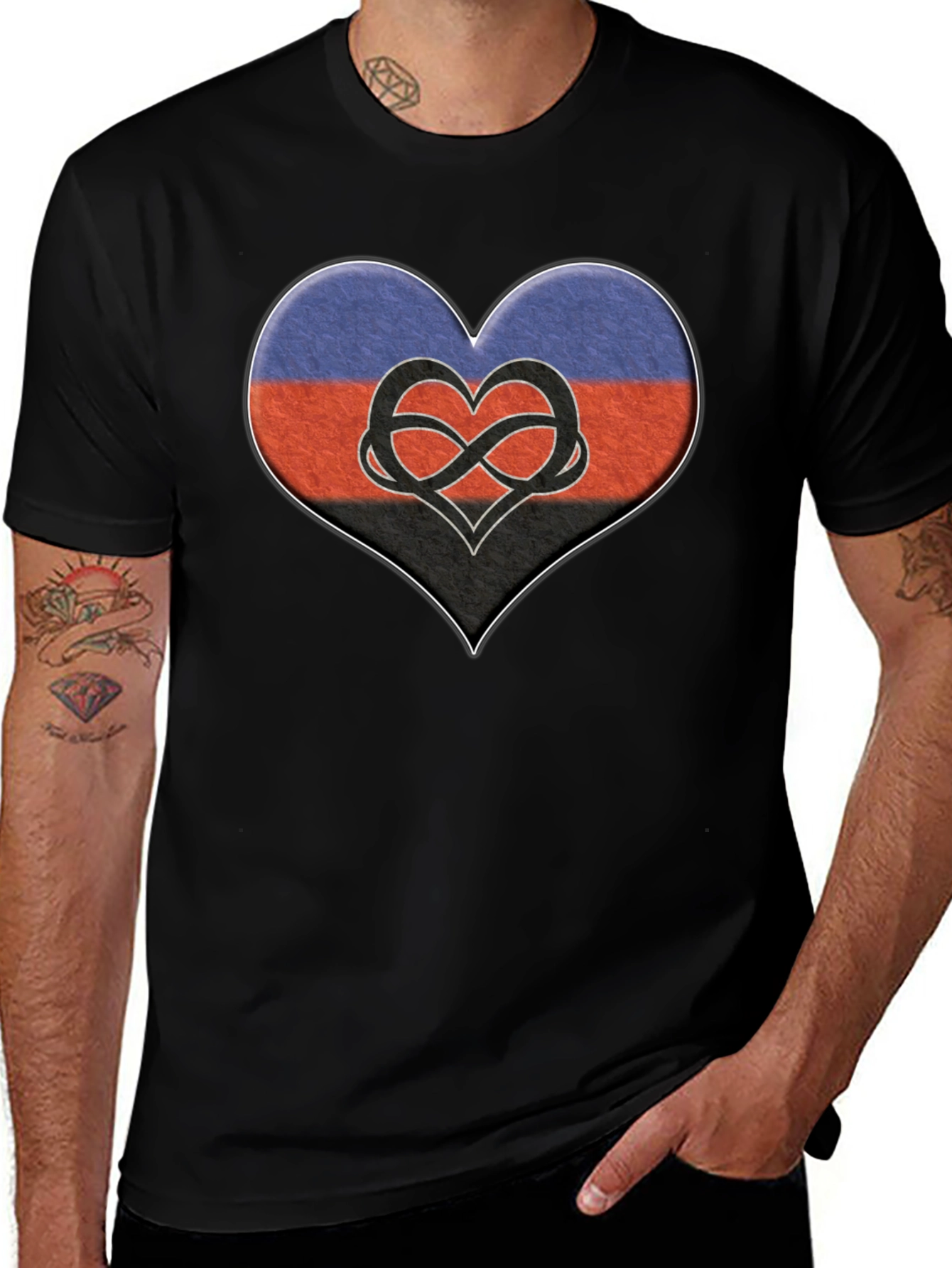 Polyamory Heart Flag T-Shirt - Black