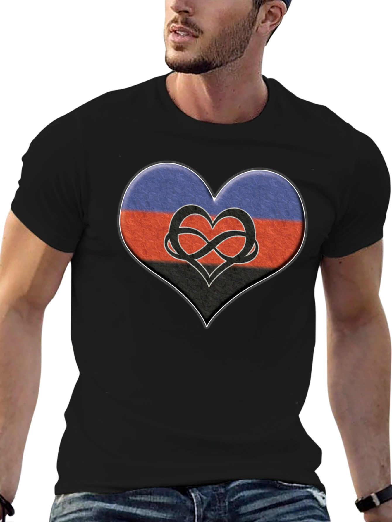 Polyamory Heart Flag T-Shirt - Black
