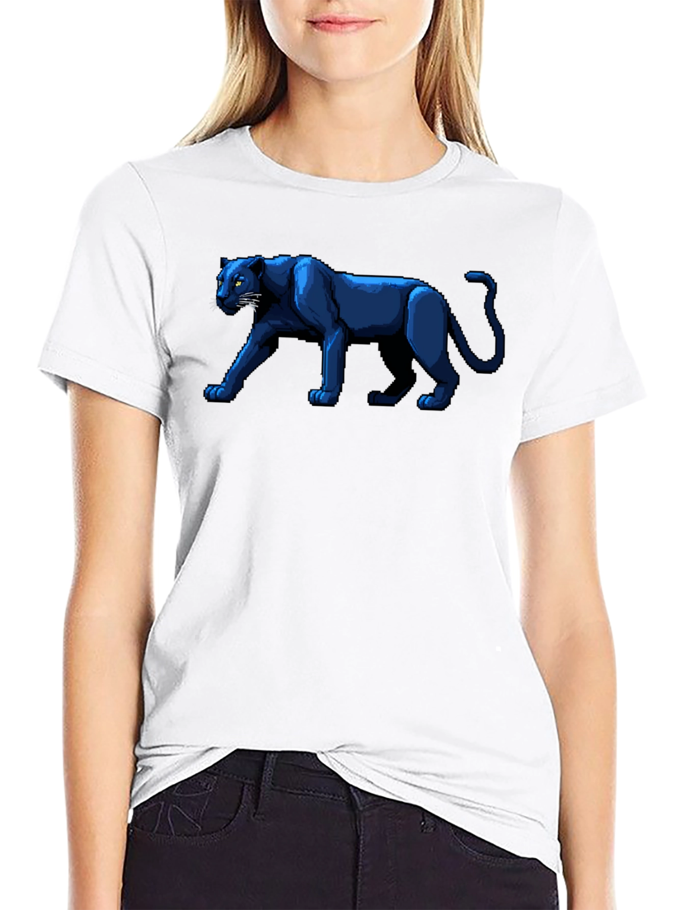 Pixel Art Panther Black T-Shirt