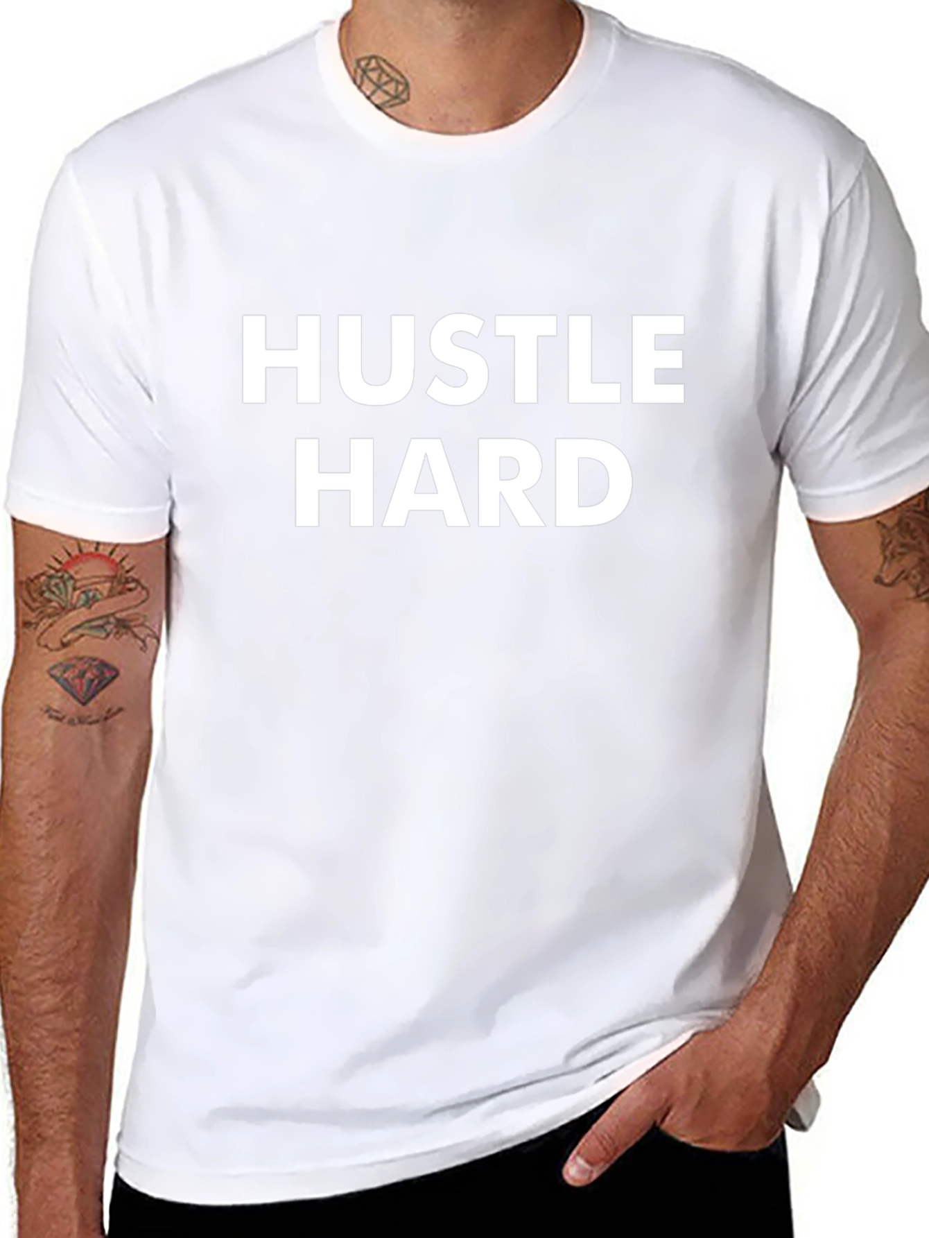 Hustle Hard Graphic Tee - Black Crew Neck T-Shirt