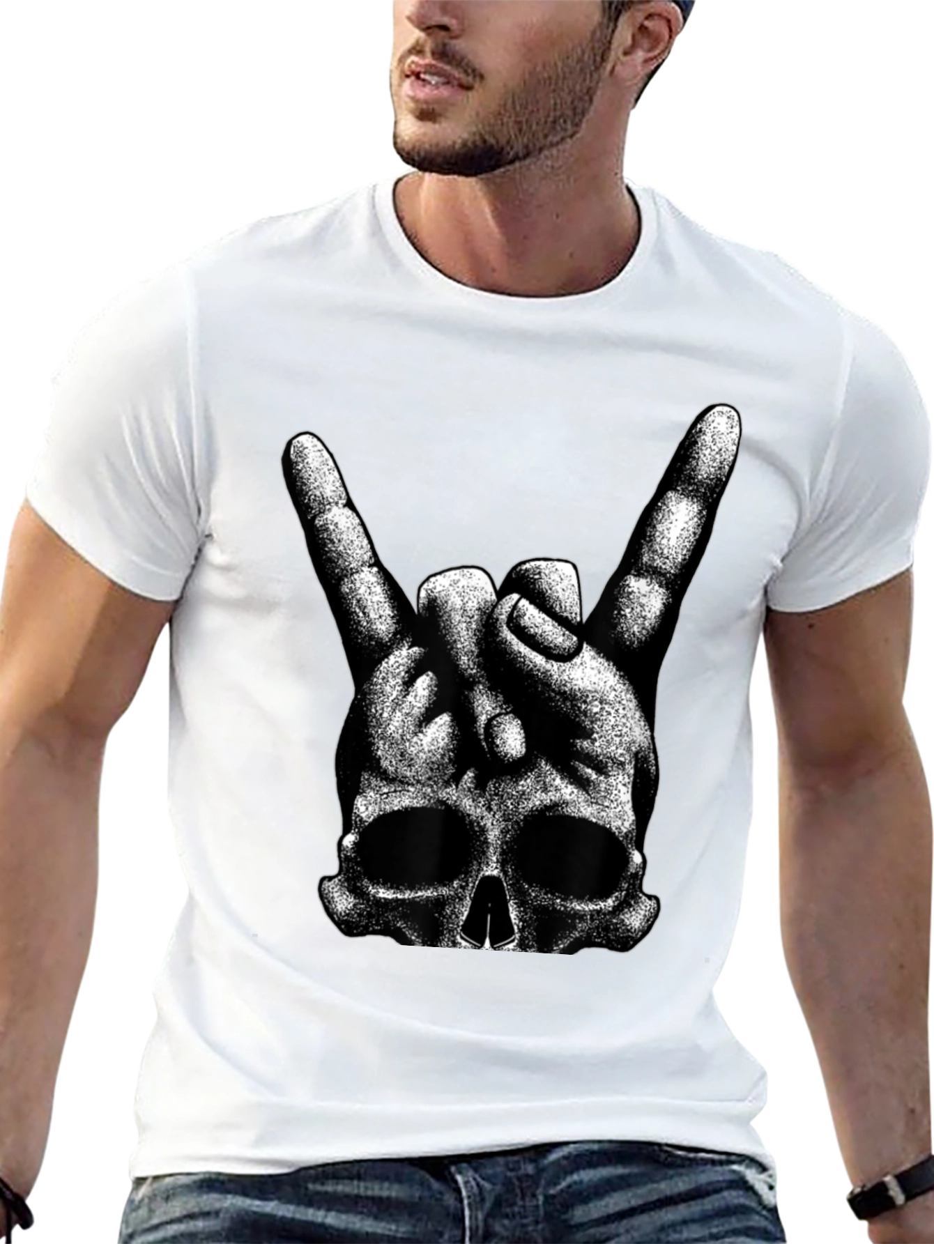 Rock On Skull Graphic T-Shirt