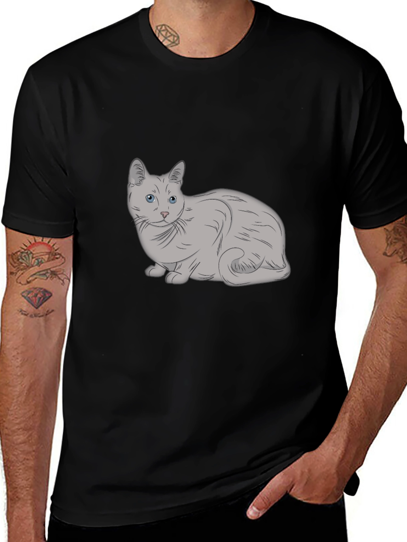 Cat Graphic T-Shirt - Unisex Black Tee