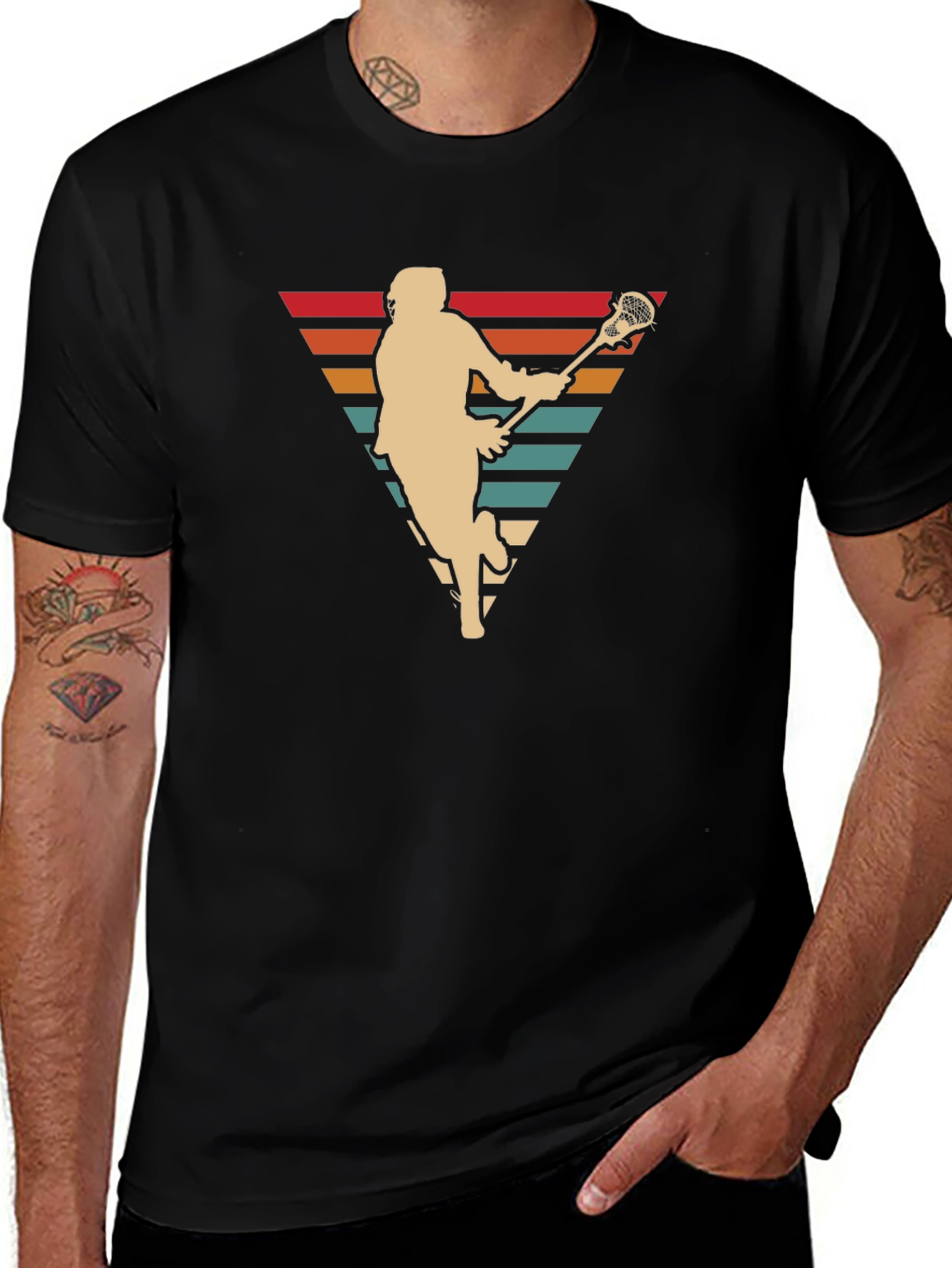 Retro Lacrosse Player Graphic T-Shirt