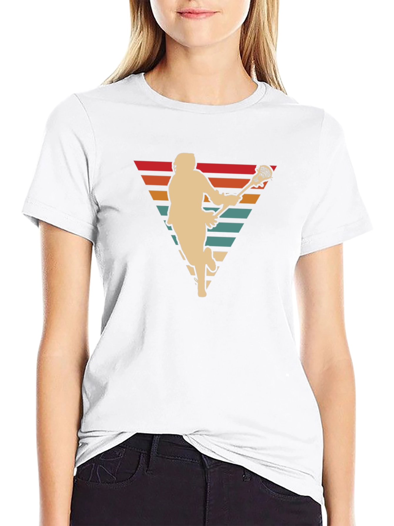 Retro Lacrosse Player Graphic T-Shirt