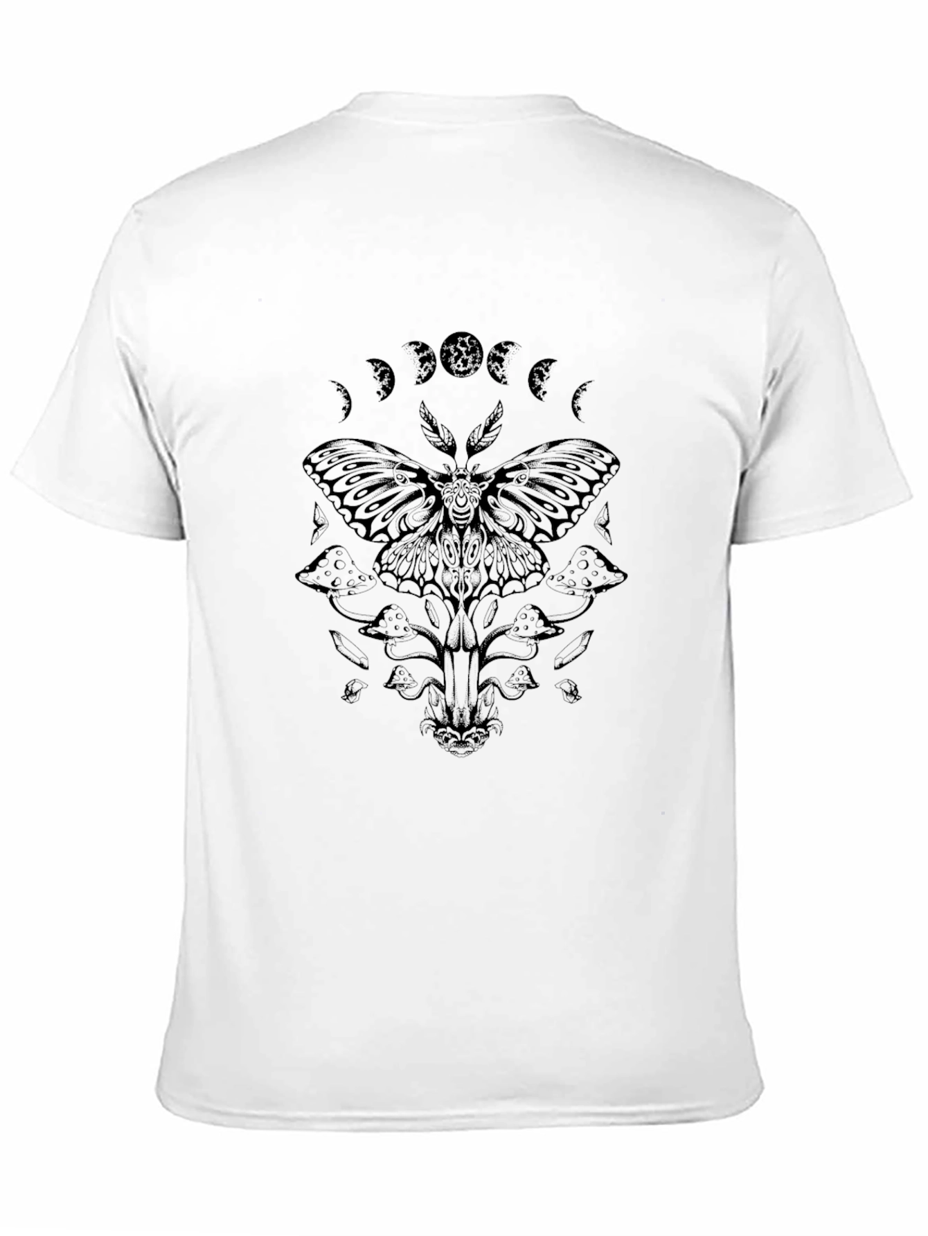 Moth & Moon Phases Graphic Tee - Black