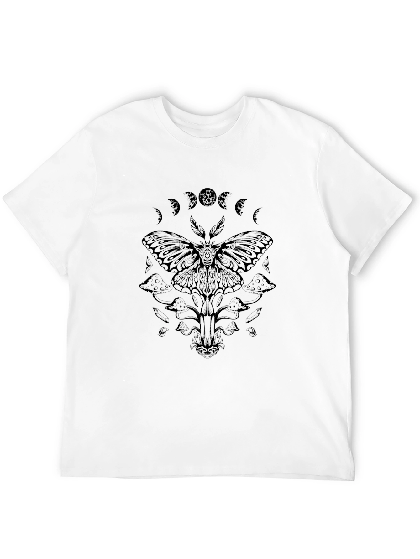 Moth & Moon Phases Graphic Tee - Black