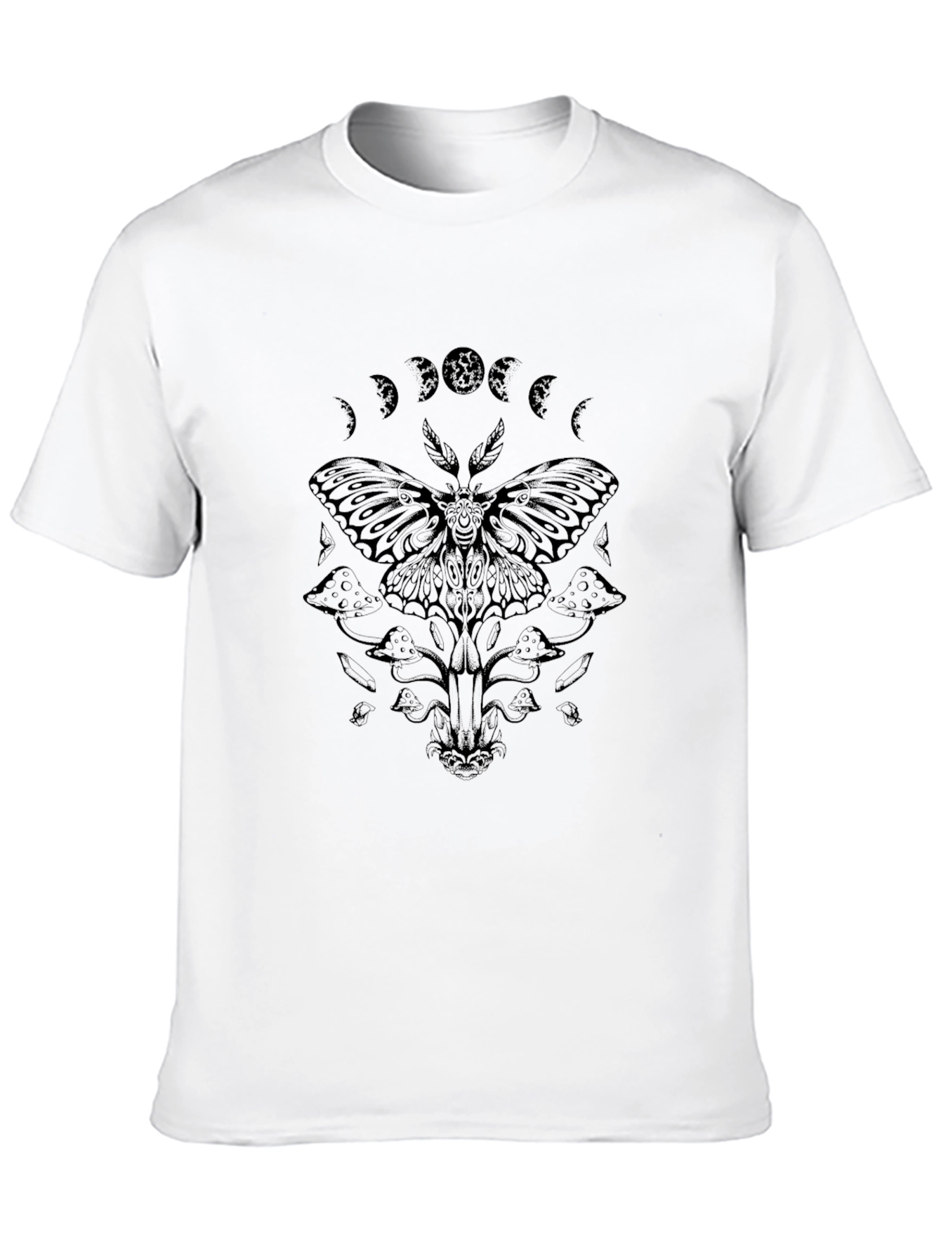 Moth & Moon Phases Graphic Tee - Black
