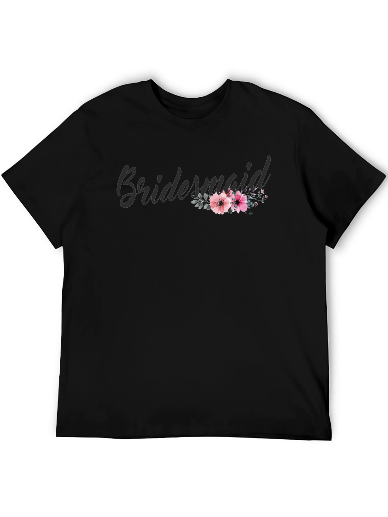 Bridesmaid Floral Graphic Tee - Black