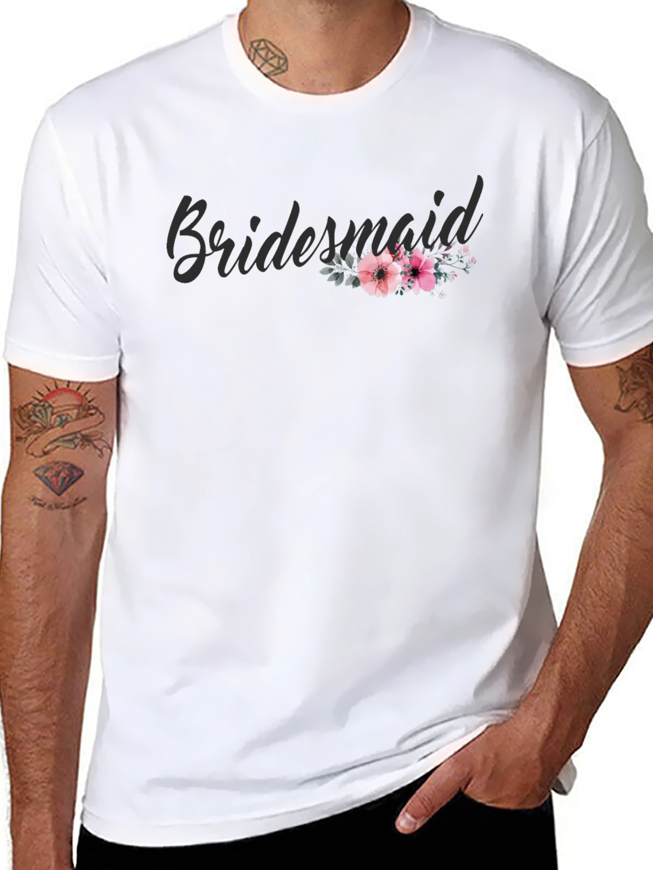 Bridesmaid Floral Graphic Tee - Black