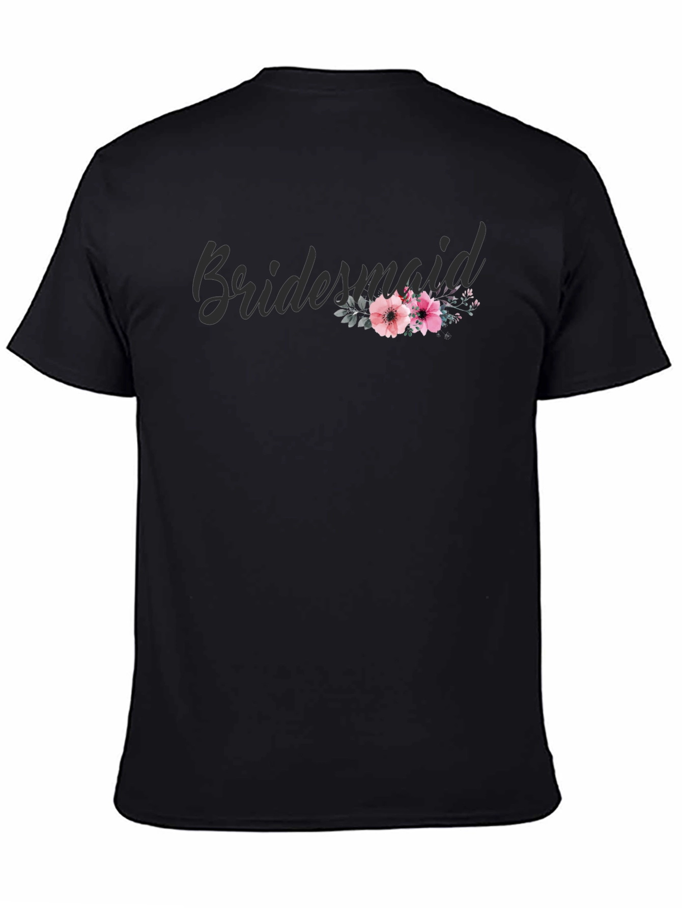 Bridesmaid Floral Graphic Tee - Black