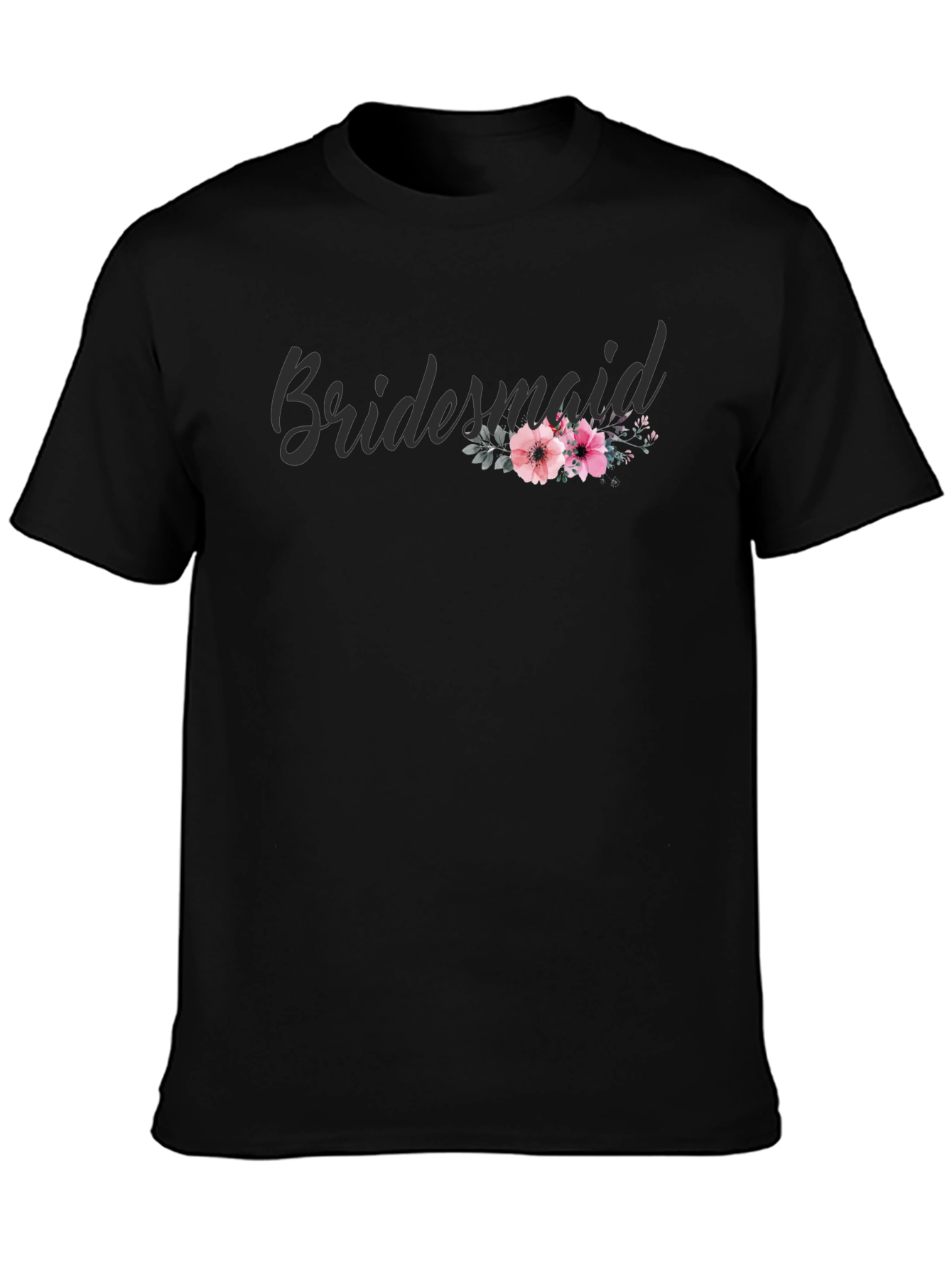 Bridesmaid Floral Graphic Tee - Black