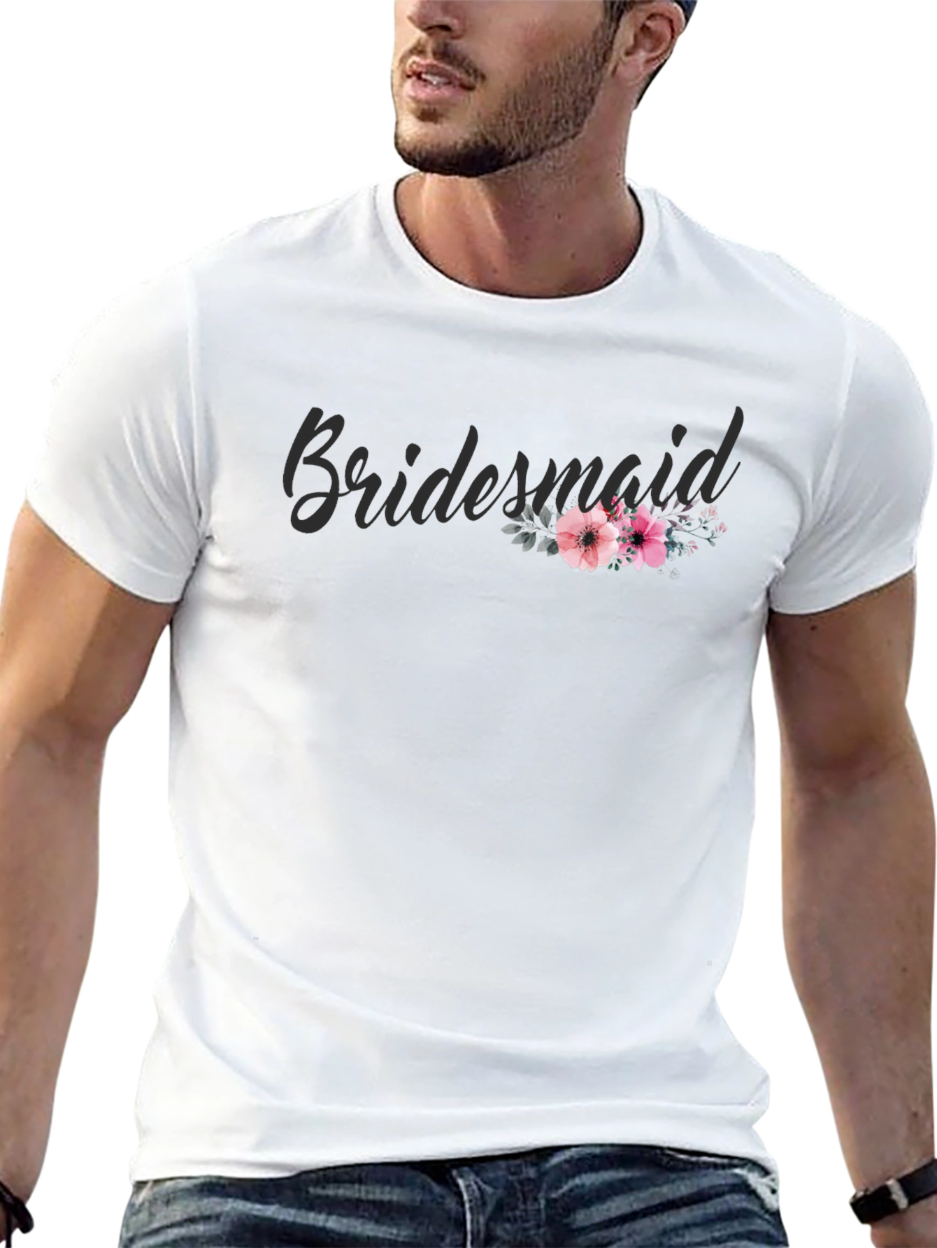 Bridesmaid Floral Graphic Tee - Black